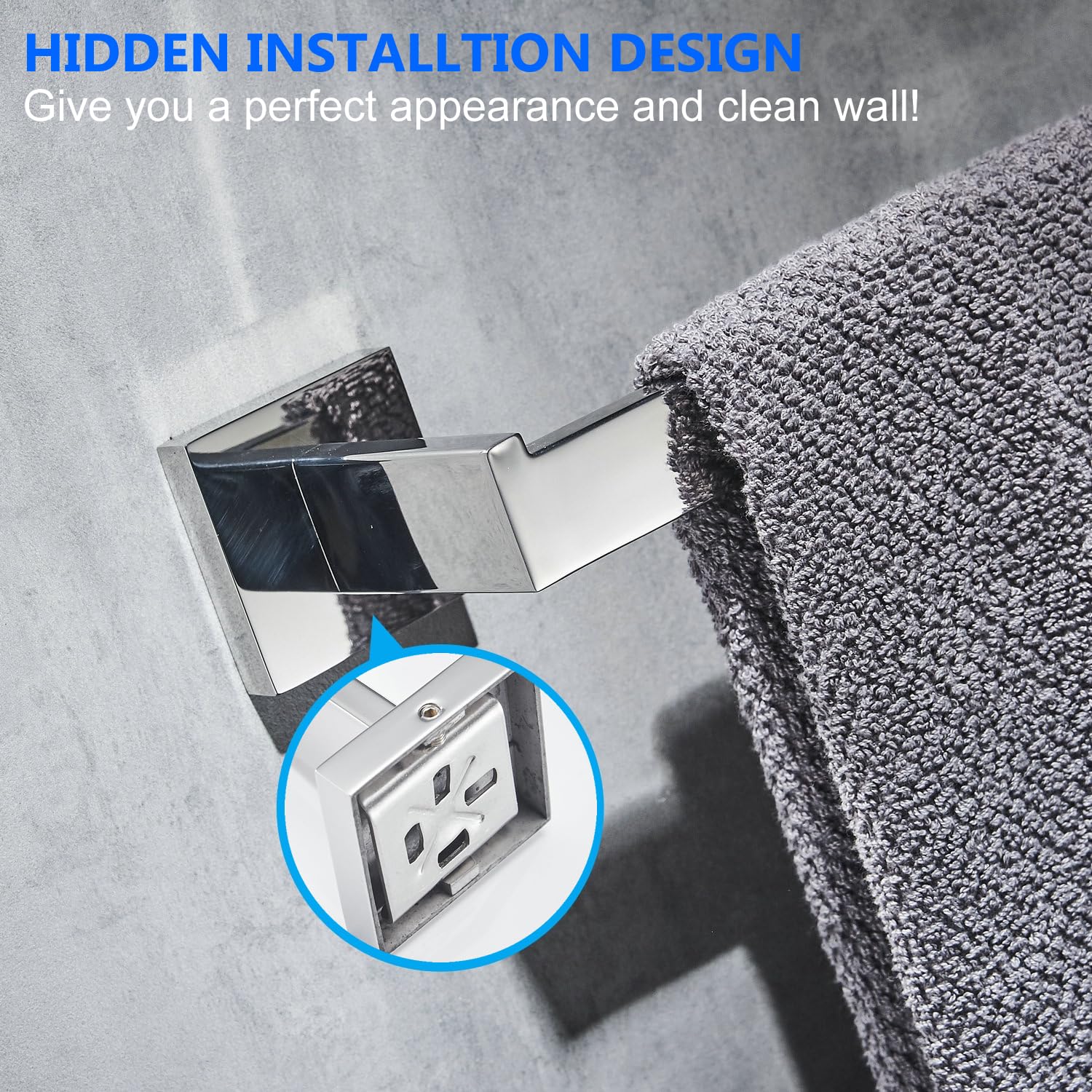 Porte Serviette Mural en INOX Chromé Poli Anneau Porte-Serviette Accessoires Salle de Bain