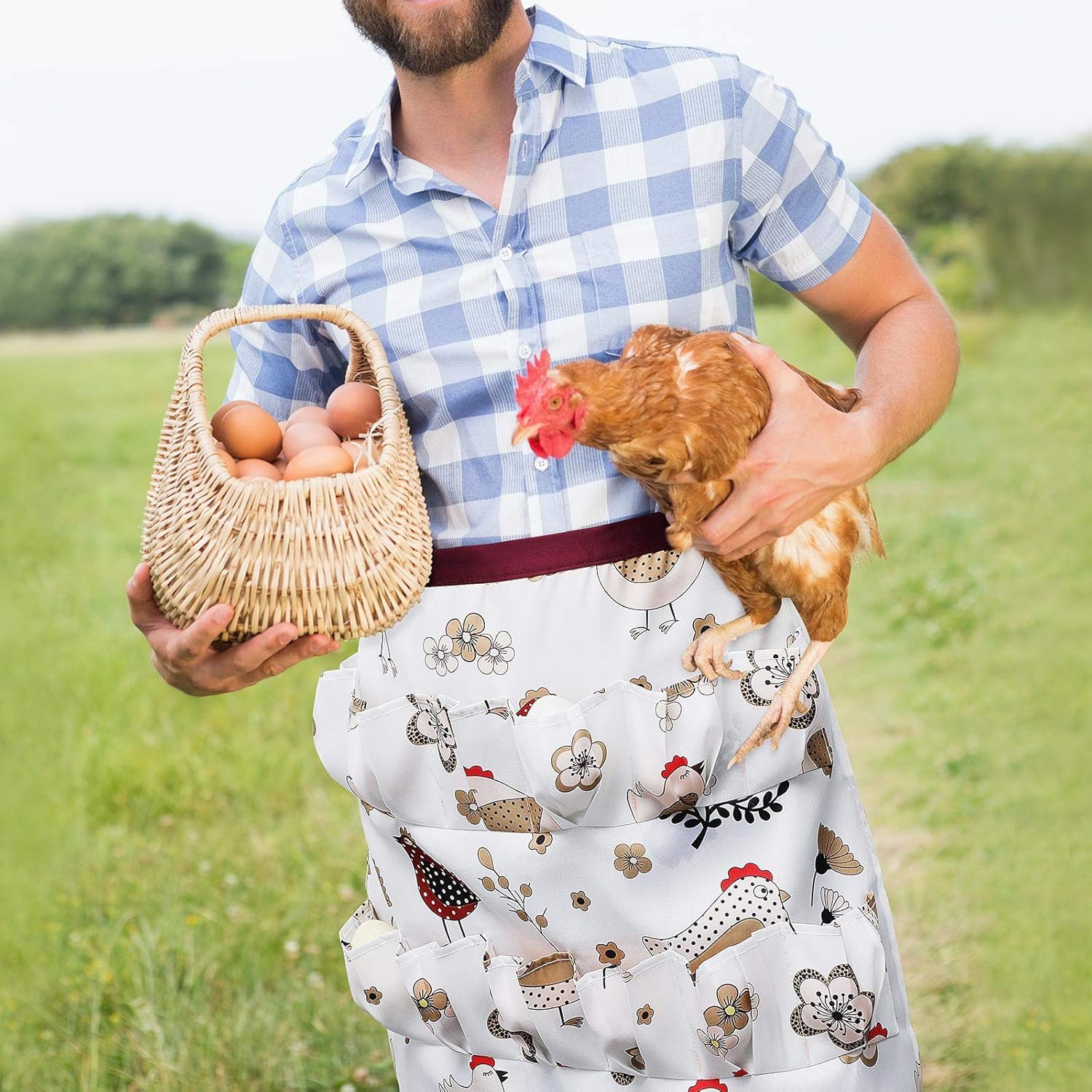 Buy 2 Pieces Egg Holding Apron Deep Pockets Hen Duck Goose Eggs Aprons