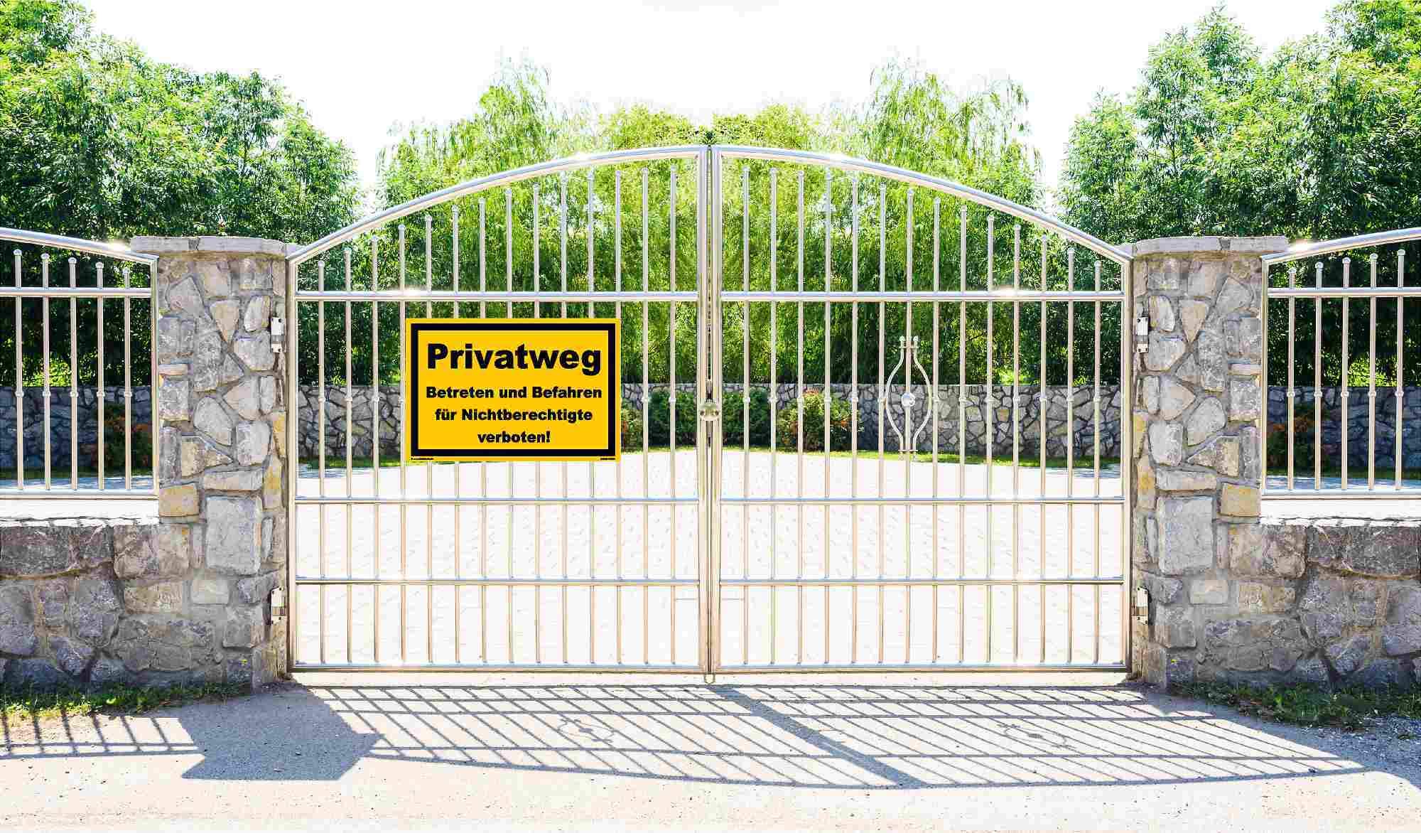 Hinweis-Schild „Privatweg! Betreten Verboten“ – Wetterfest, 30x20 Cm, Gelb-schwarz (Aluminiumverbund)