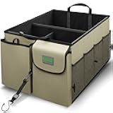 DRIVE - Car Trunk Organizer - Collapsible, Multi-Compartment Automotive SUV Car Organizer for Storage w/Adjustable Straps - Truck & Car Accessories for Women and Men - Tan