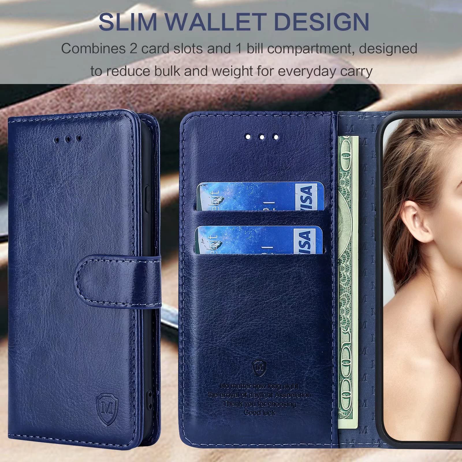 Xinyunew Custodia A Libro Per Xiaomi Poco F3 5G - Pelle PU Blu Con Porta Carte, Supporto E Chiusura Magnetica