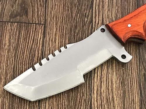 Miniatura 4 de Poshland TR-1168 Custom Handmad D2 Steel Tracker Knife - Mango Micarta marrón agarre perfecto
