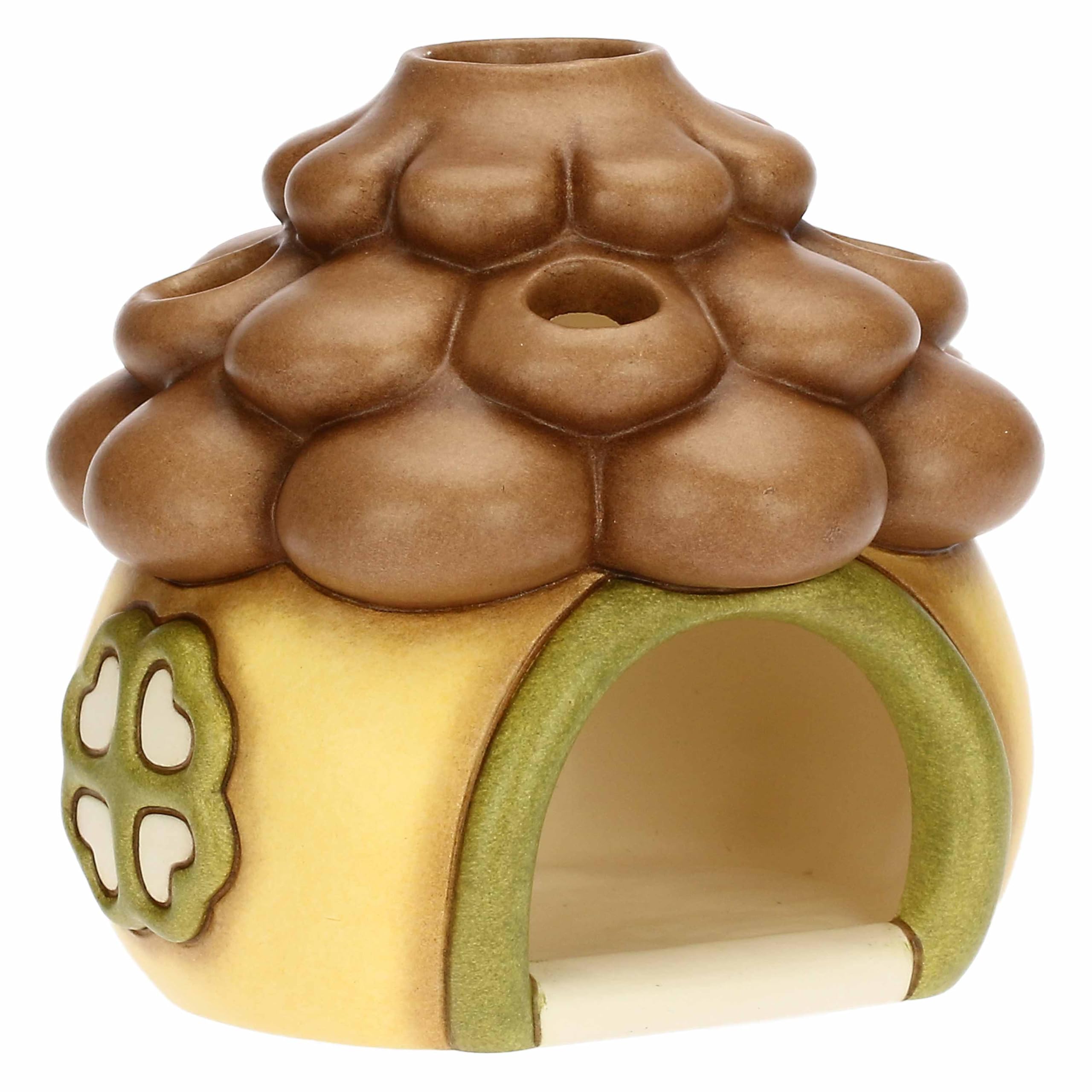 THUN, Porta Tea-Light, Casetta a Forma di Pigna in Ceramica, Linea Inverno Incantato, Accessorio tè da Collezione per Cucina, Idea Regalo per Natale, 10.8 x 10.6 x 10.1 cm