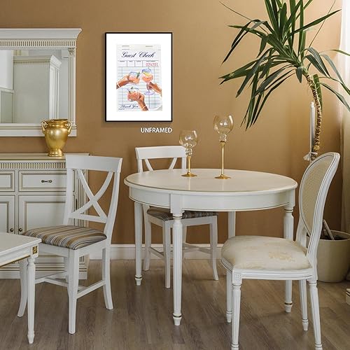 Miniatura 5 de Xianyojafa Funky Guest Check - Lienzo decorativo para pared, moderno póster de carrito de bar azul preparado para estética de habitación, estampado