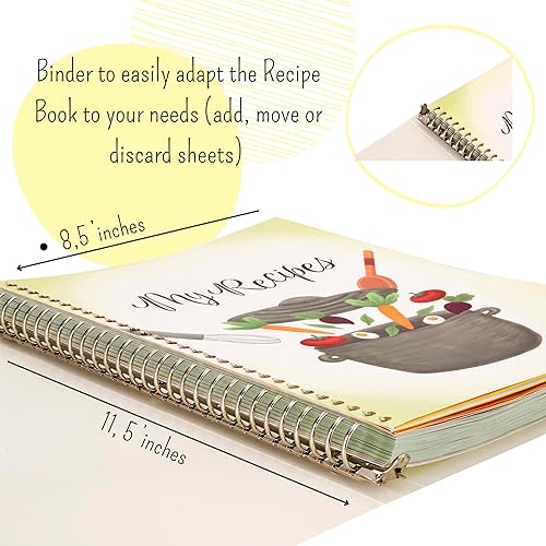 Miniatura 8 de A-K life - Libro de recetas para recetas propias, carpeta de recetas personal, libro de recetas en blanco con bolígrafos, cuaderno de recetas