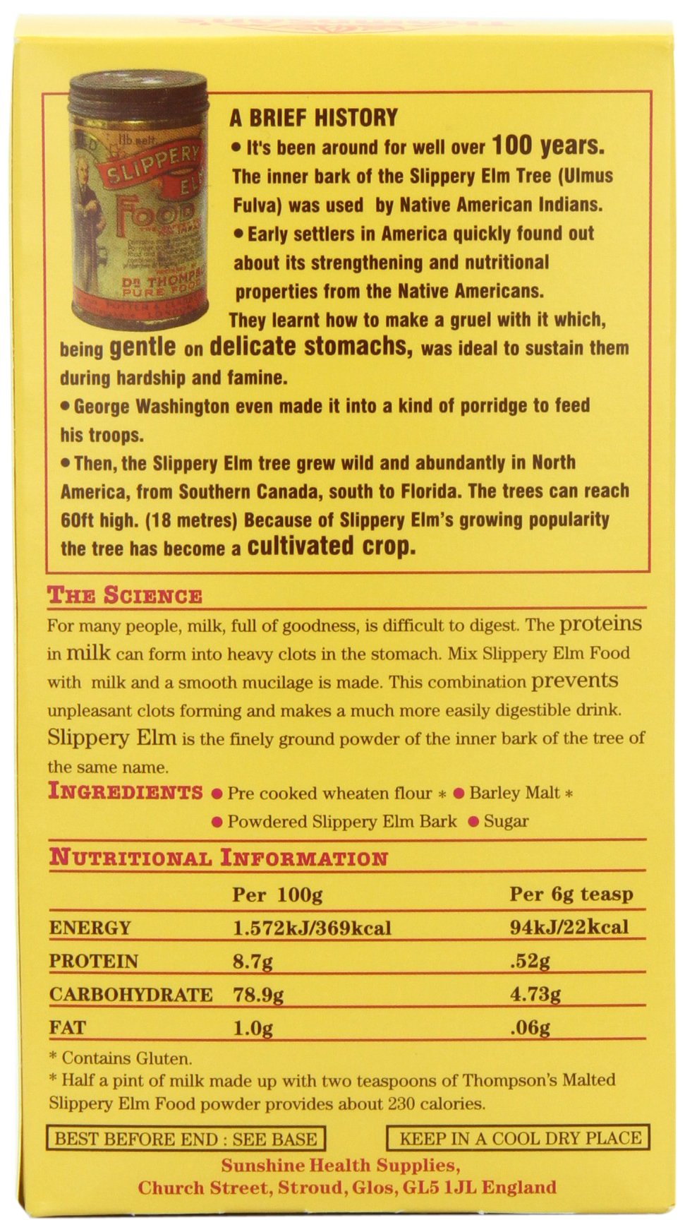 Thompson's Slippery Elm Malted 454g (Pack of 1)