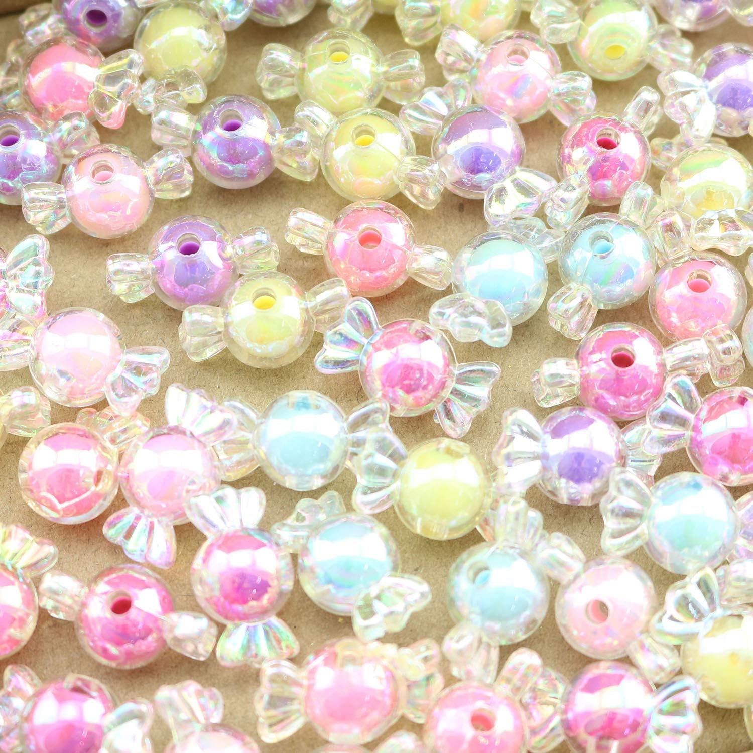 Tegg 80PCS Colorful Beautiful Candy Shaped Acrylic Charm Beads for Chain Bracelet Necklace Jewelry DIY Craft - Image 5