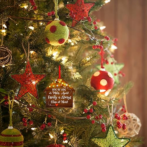 Miniatura 3 de WaaHome Adornos de Navidad familiares 2025, regalos para mamá y mujer, lado a lado o millas separadas, adornos familiares siempre cerca de corazón,