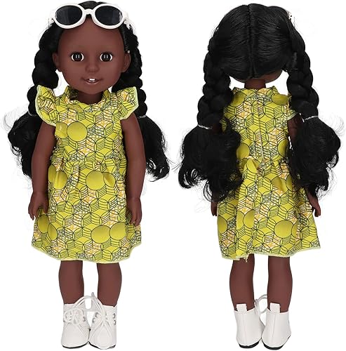 Miniatura 8 de SPYMINNPOO Linda muñeca larga trenzada del pelo, 15 pulgadas moda negro chica poseable moda muñeca cumpleaños niñas Bicyclederailleur muñeca