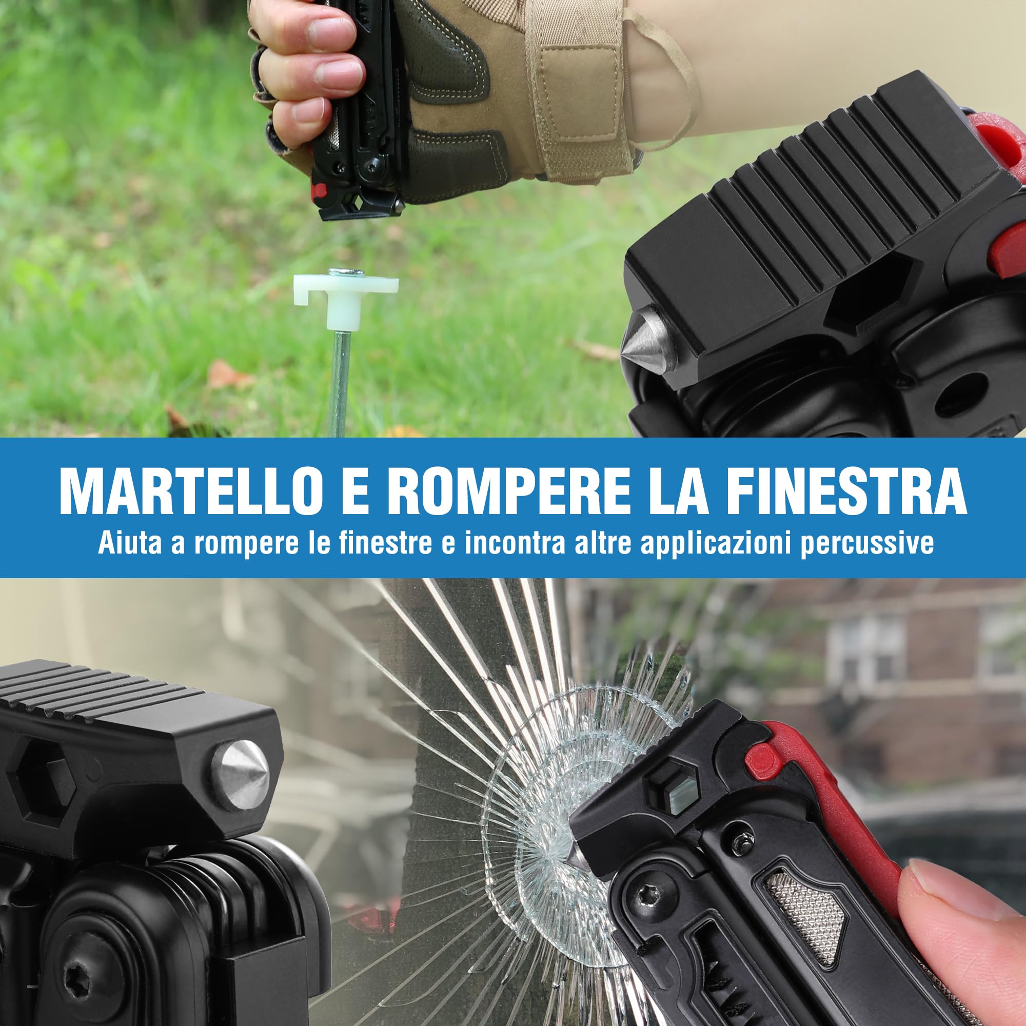 FLISSA Pinza Multiuso 19 In 1, Strumento Multiuso,Ottimo Regalo, Accessori Per Campeggio, Riparazione, Escursionismo,Include Borsa Portatile, Nero
