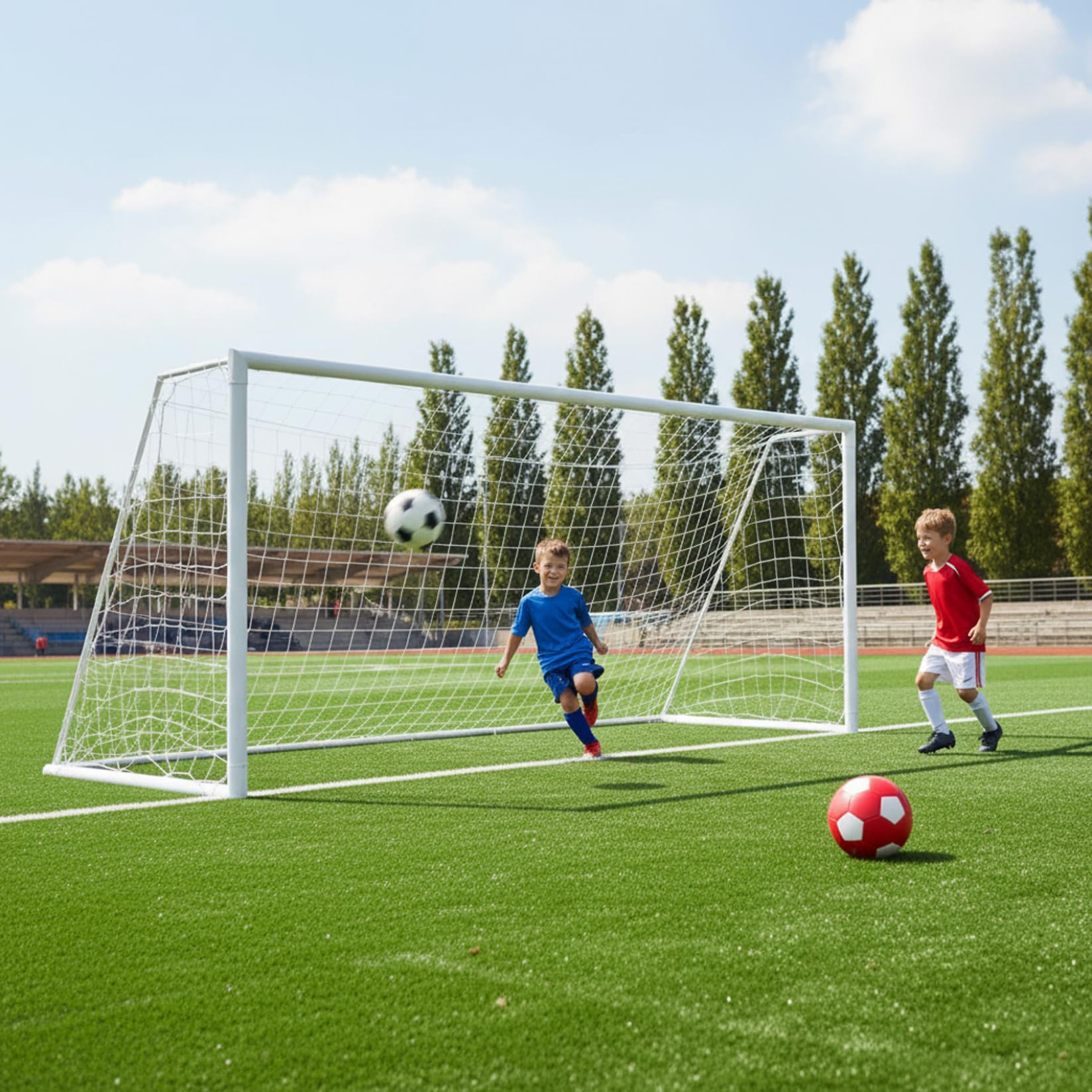 Reti da calcio Rete per porte da calcio Resistente bianca di ricambio per porte standard da allenamento e partite Rete professionale 24x8FT.