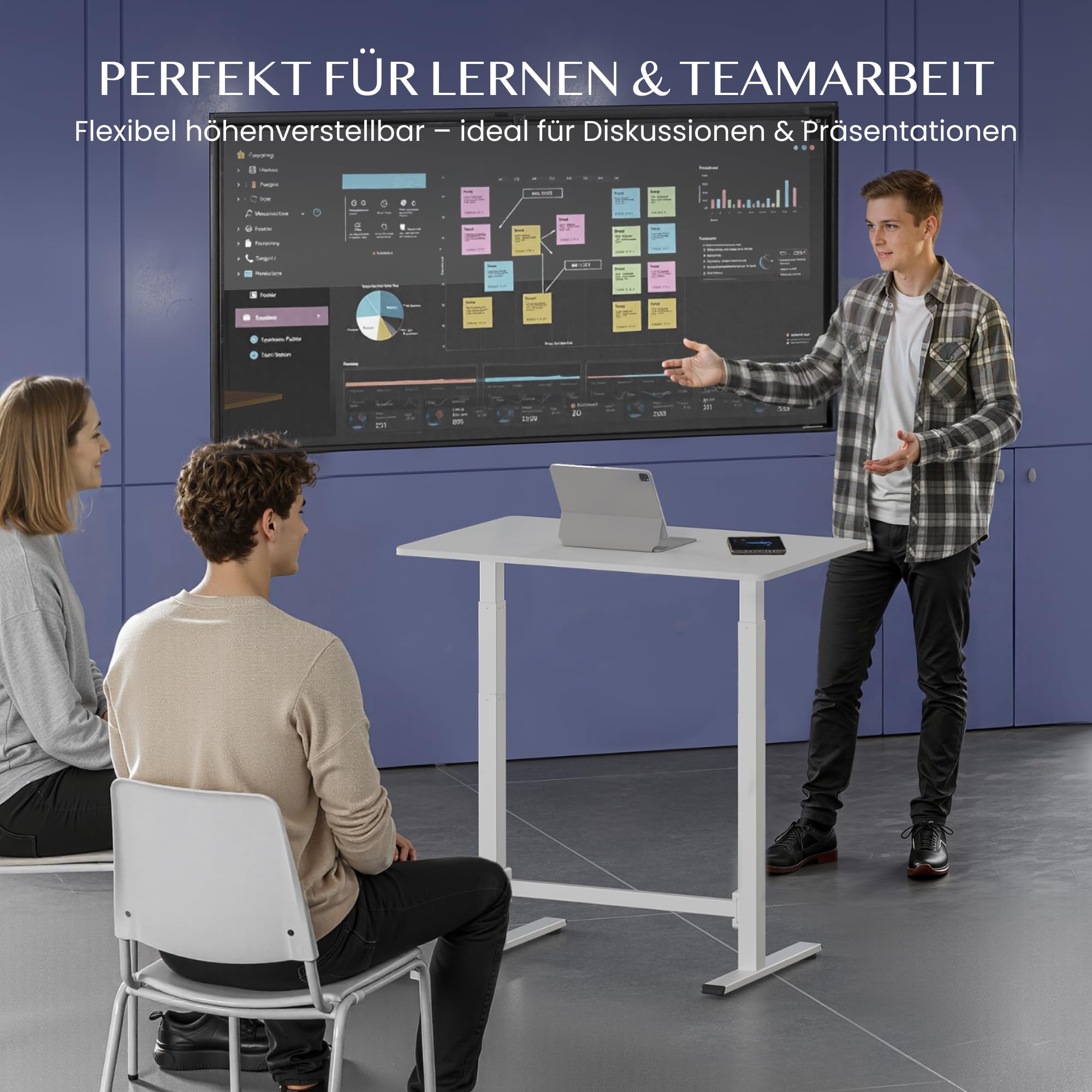 FLEXISPOT Höhenverstellbarer Schreibtisch Gasfeder mit Rollen | Einteilige wasserabweisende Tischplatte, ideal für Homeoffice, Büro, Balkon, Terrasse, Outdoor und Wohnzimmer