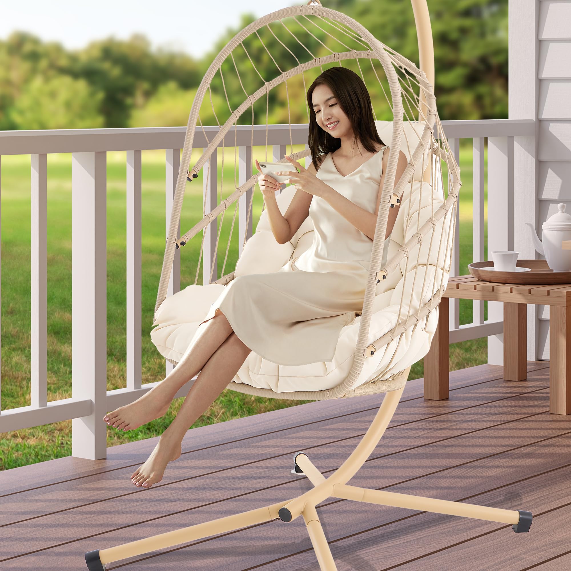 Patio Swing White Indoor Swing Chair Hanging Chair Outdoor Swing