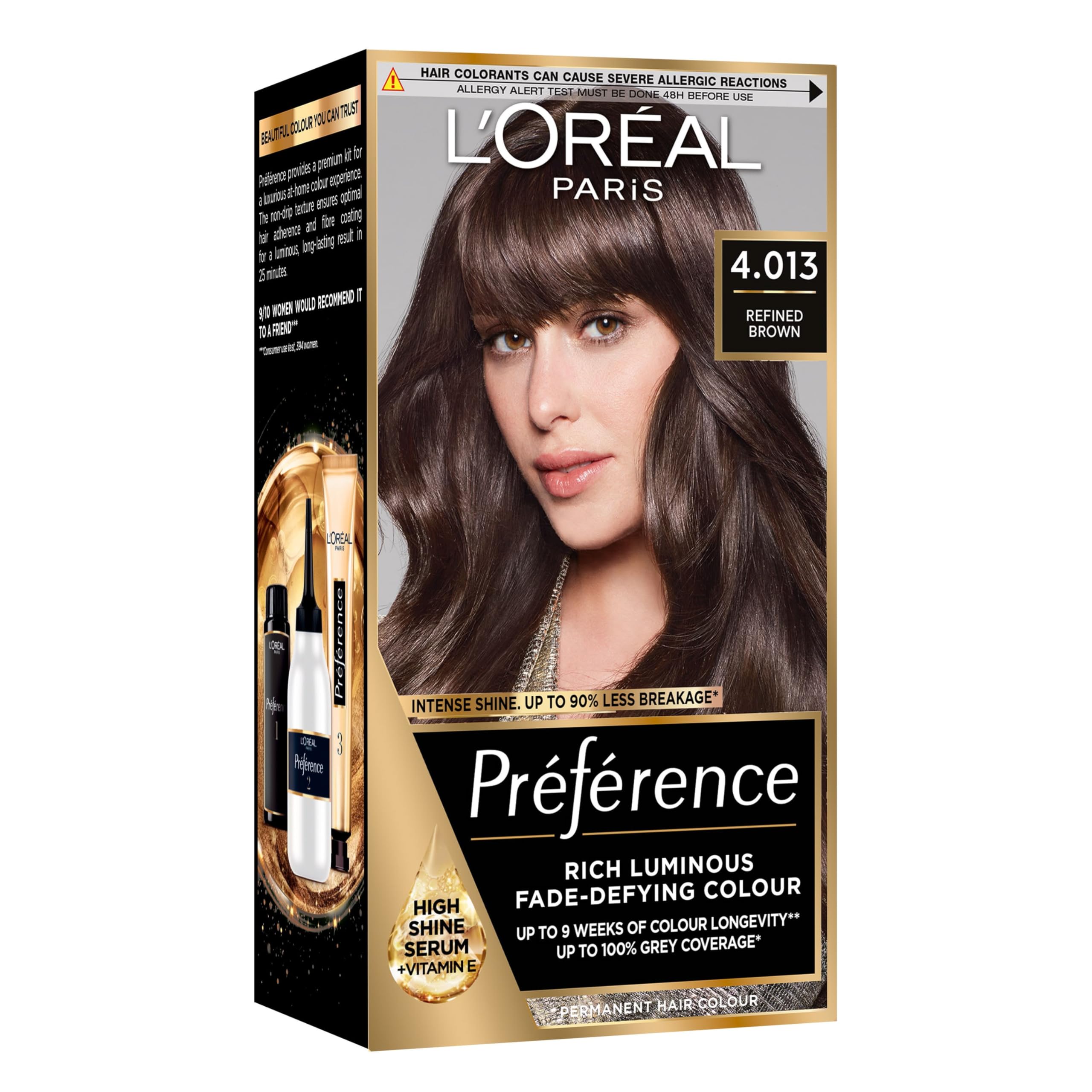 L'Oreal Paris Preference Hair Dye, Luminous Permanent Rich Hair Colour, Long Lasting Brilliance, Achieve Radiant, Salon-Inspired Results, Shade: 4.013, Paris