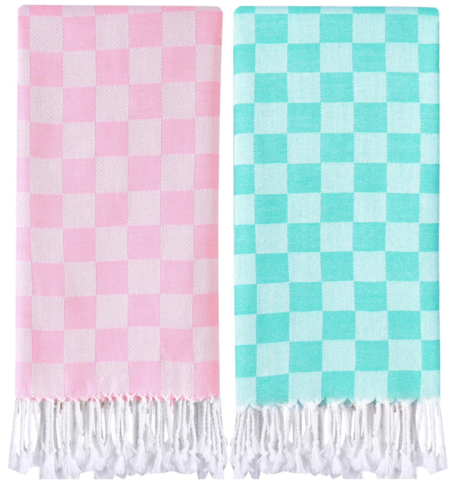 2 Packs Checkered Plaid Travel Towel Turkish Towel Beach Blanket Quick Dry Lightweight Hawaii Summer Vacation Necessities Europe Mexico Costa Rica Florida Trip Essentials Airplane Accessories Flight