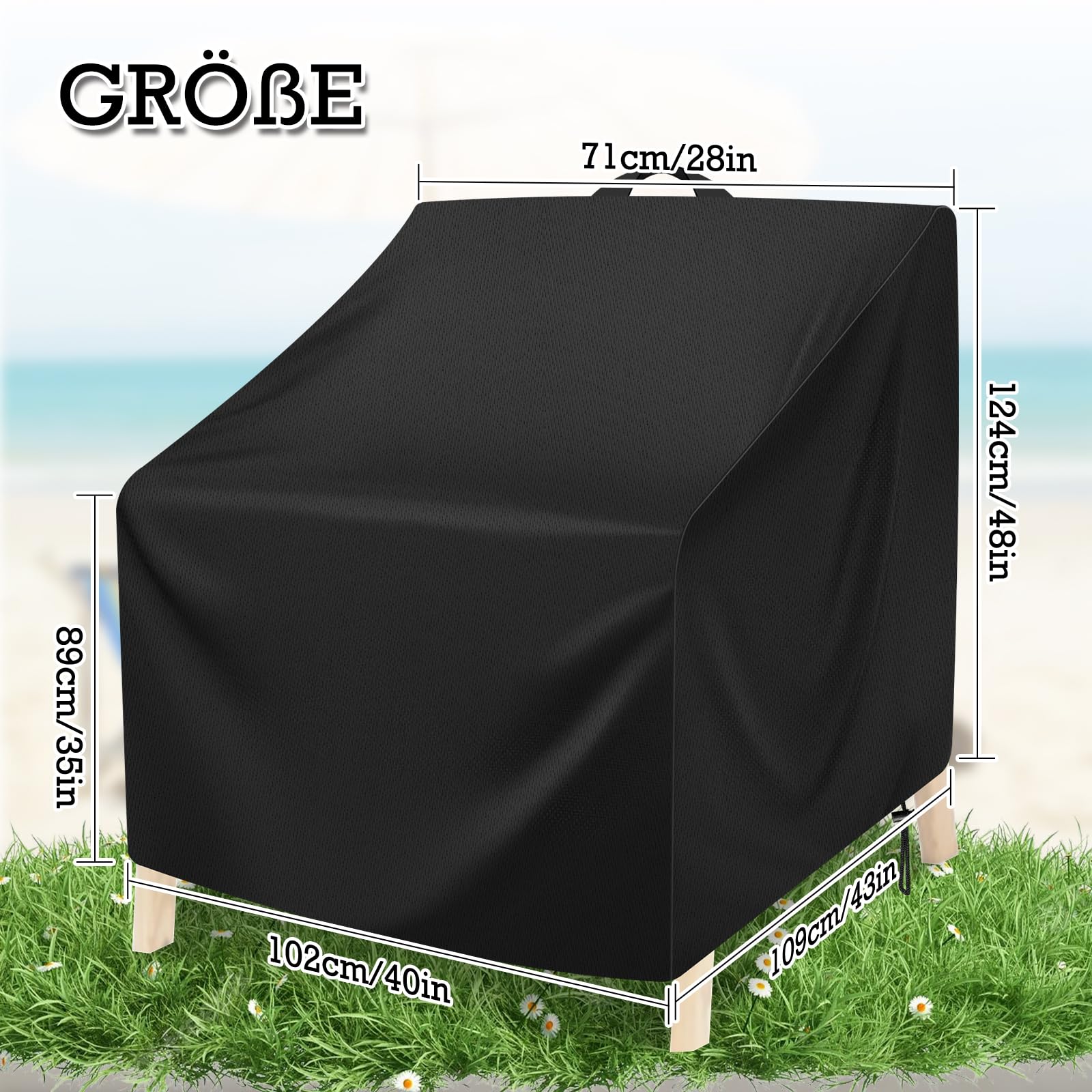 Housse de Protection pour Jardin, 102Lx109Wx124H cm Oxford 420D Housse Fauteuil Jardin Adirondack, Imperméable Anti-UV Housse Chaise de Jardins