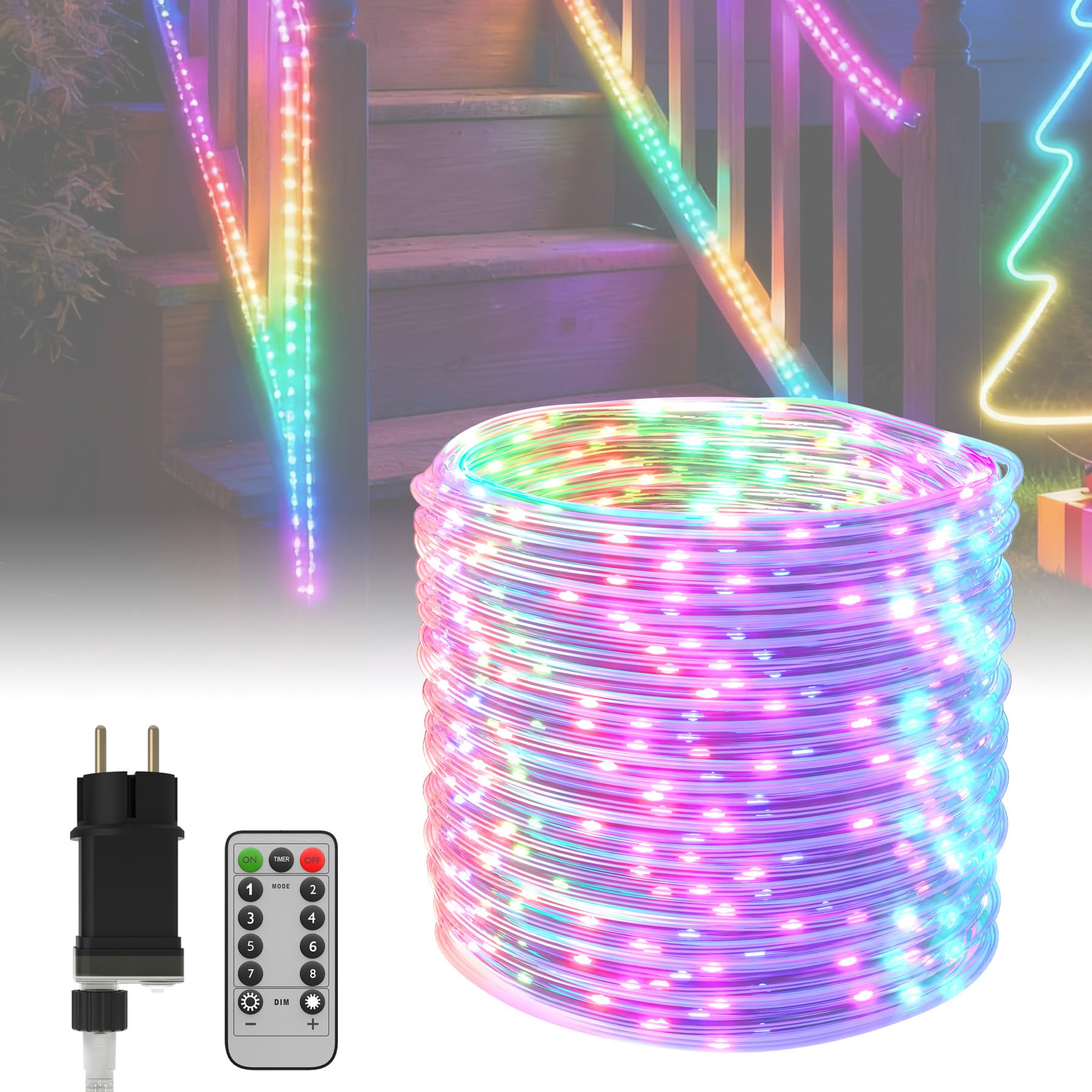 ACXIN Guirlande lumineuse d'extérieur de 50 m avec 500 LED IP44 étanche - Guirlande lumineuse d'extérieur avec télécommande - Pour jardin, fête, mariage - Multicolore