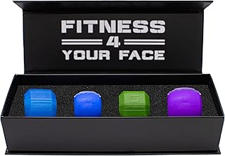 Jawzrsize Athletic Bundle Jaw Enhancer - Jaw, Face, and Neck Exerciser, Helps Reduce Stress and Cravings - Facial Exercise (Pop N Go & Custom Fit (Beg., Adv., & Elite), Green & Blue)