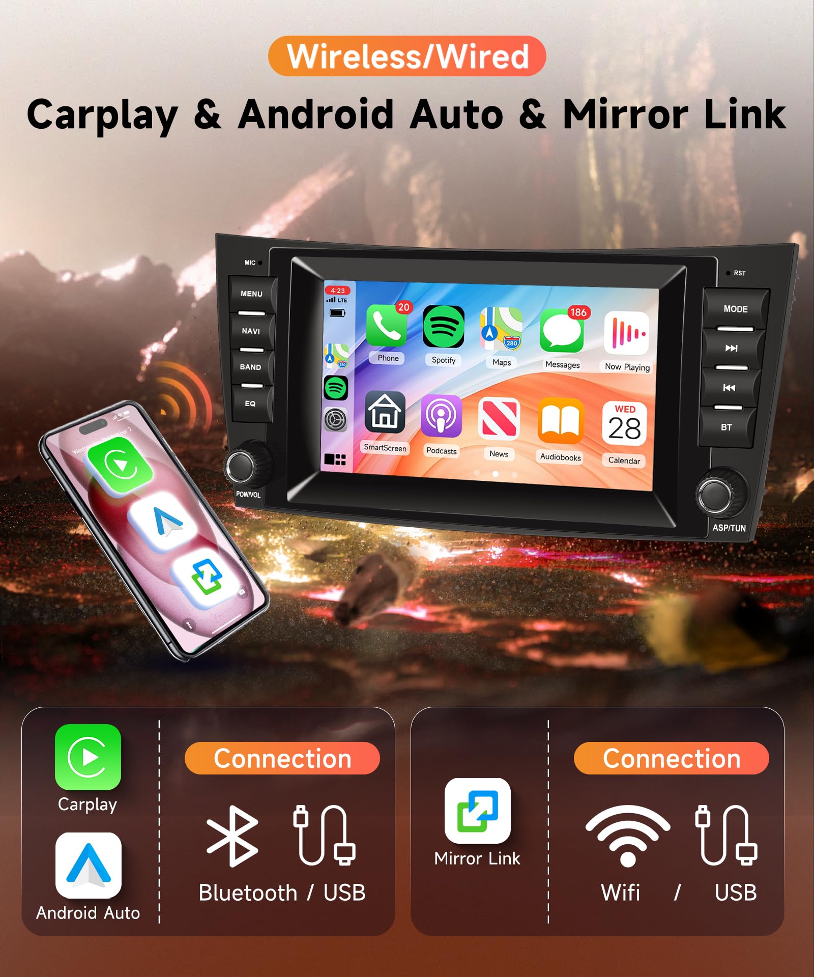 Autoradio Android 7 Pouces Pour Mercedes E/G/CLK/CLS (2002-2010) – 2Go+64Go, GPS, Carplay Sans Fil, Android Auto, Caméra Recul - 6