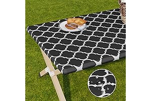 Romanstile Rectangle Vinyl Tablecloth, Elastic Fitted Table Covers for 6ft Tables 72" Long