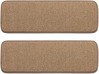 Seloom Non-Slip Washable Stair Treads Carpet with Skid Resistant Rubber Backing Specialized for Indoor Wooden Steps Pure Brown（25.5"×9.5", 2pieces）