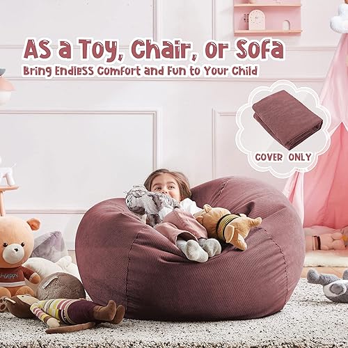 Miniatura 110 de Nobildonna - Funda para silla de puf (relleno sin relleno) de nido de pájaro para niños y adultos. Puf extra grande para almacenamiento de animales