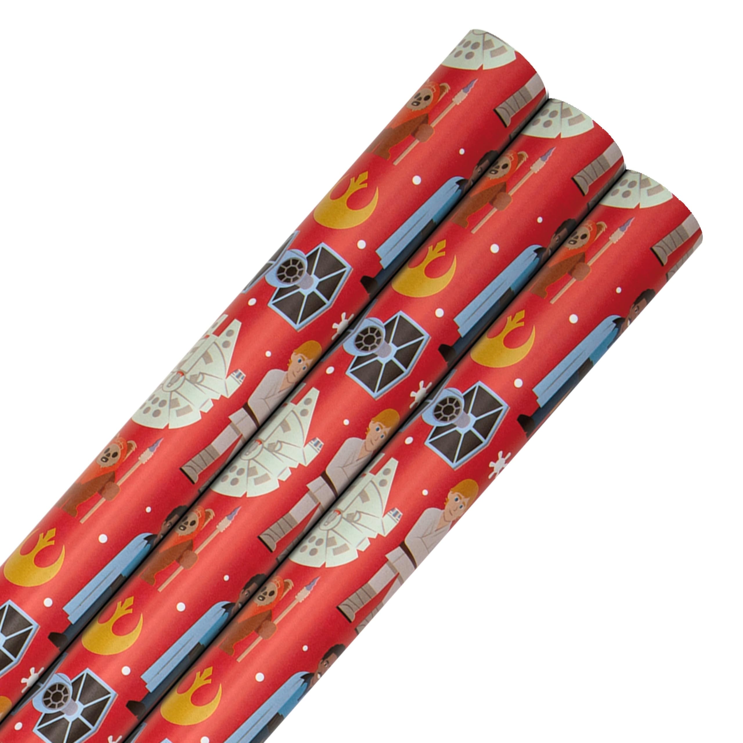 Hallmark 12M Star Wars Christmas Wrapping Paper, Pack of 3, 4M Each, Bundle