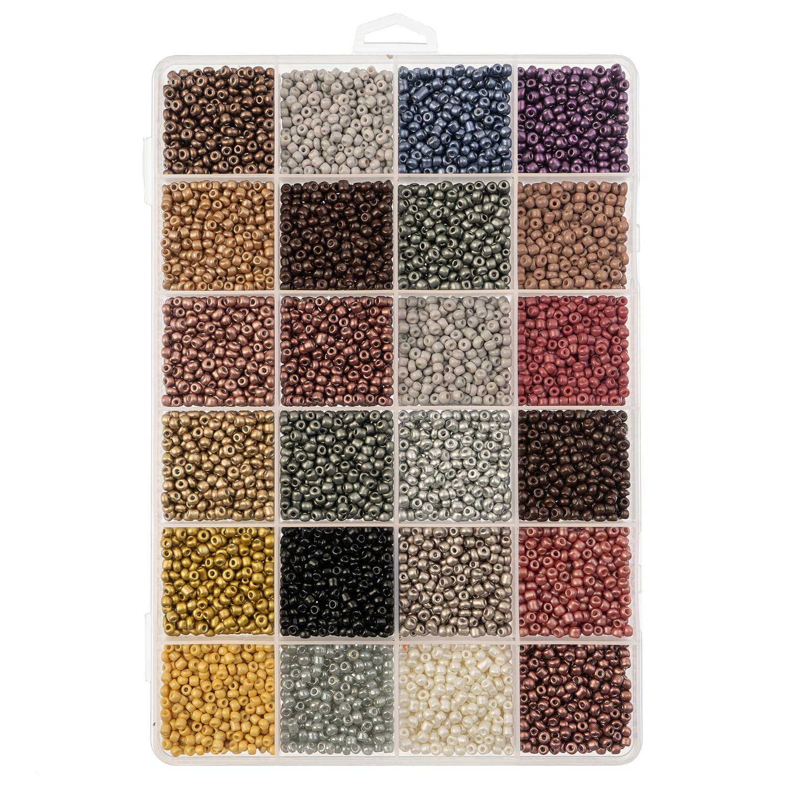 Photo 1 of 12500pcs John Bead Assorted Glass Seed Beads 8/0, 24 Colors Rustic Cobblestones Palette Round Bead for DIY Crafts Jewelry Making Bead Box