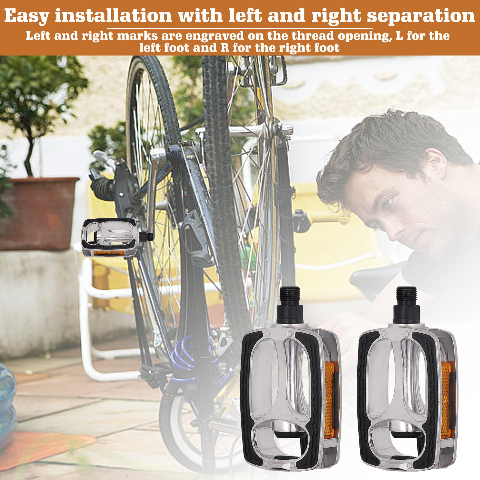 Pedali Per Bicicletta Anti-Scivolo - 1 Coppia Con Strisce Riflettenti - Foto 6