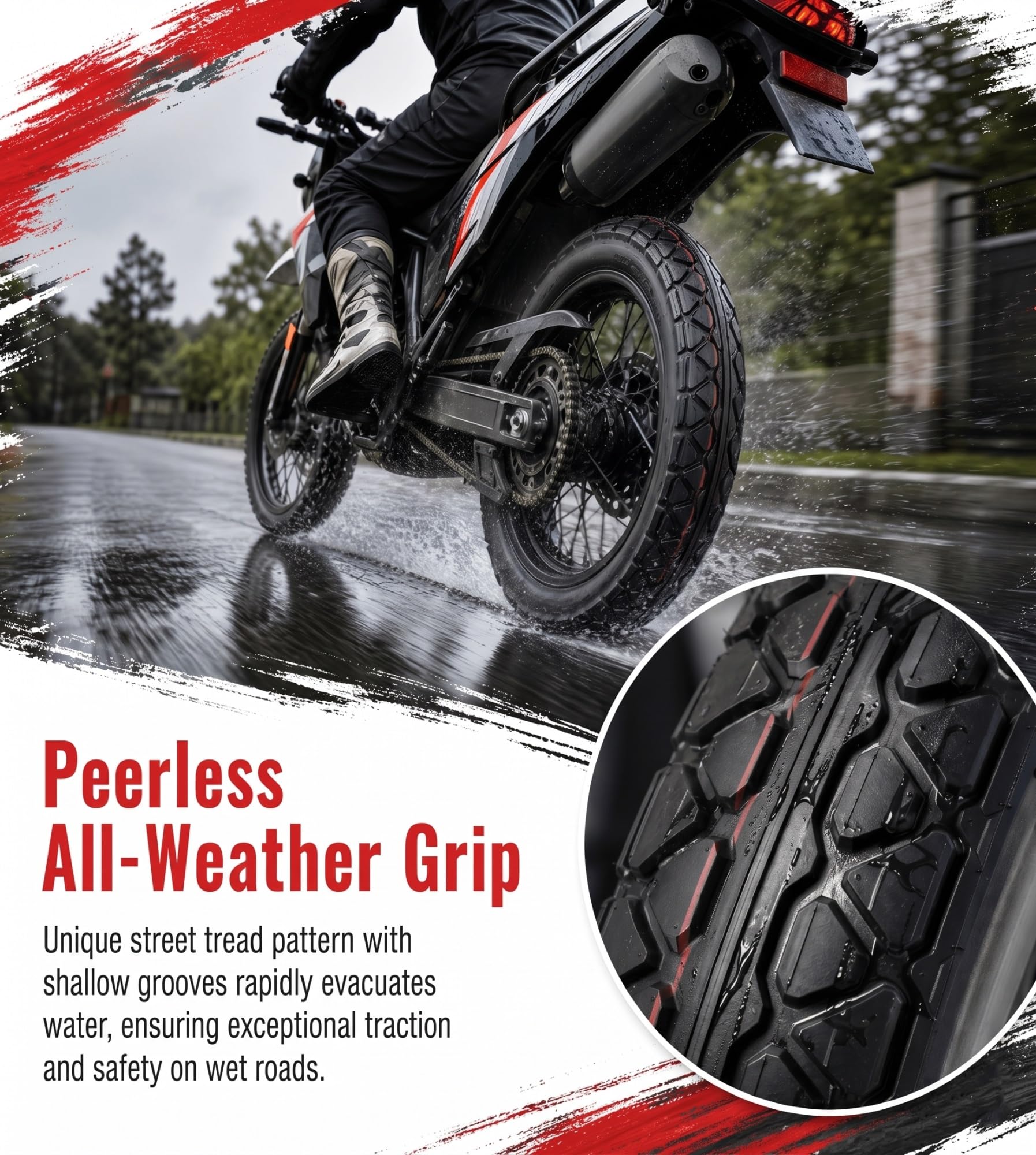 3.00-12 Pneumatico e Camera d'Aria Set di Ricambio, Copertone Stradale Rinforzato 6PR Heavy Duty per Dirt Pit Bike
