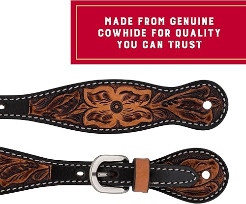Miniatura 3 de Weaver Equine - Correas para botas vaqueras de cuero de vaca genuina para botas vaqueras, correas de espolón occidental para montar a caballo,