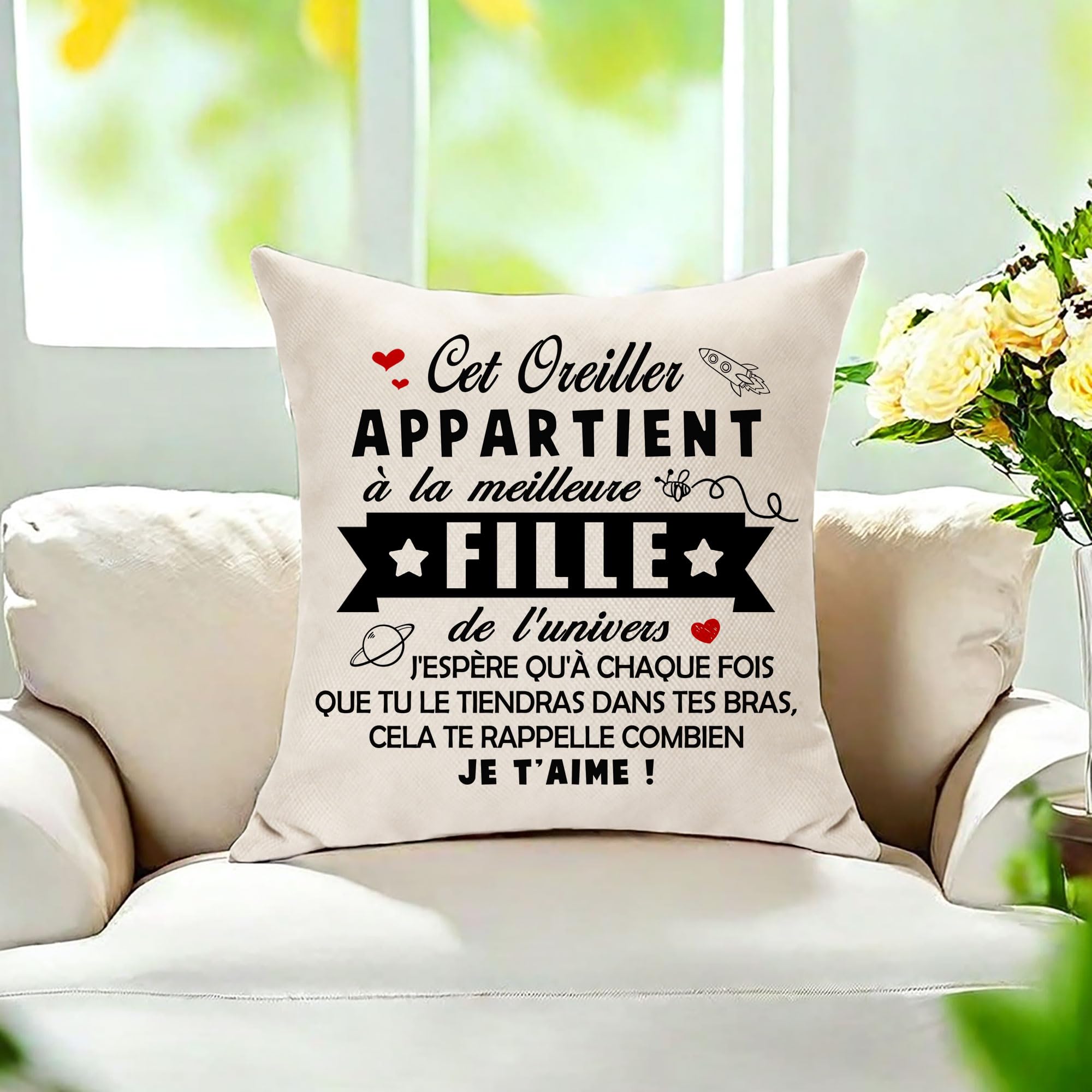 Housse De Coussin Inspiration Fille - Cadeau Encouragement, Anniversaire, Graduation