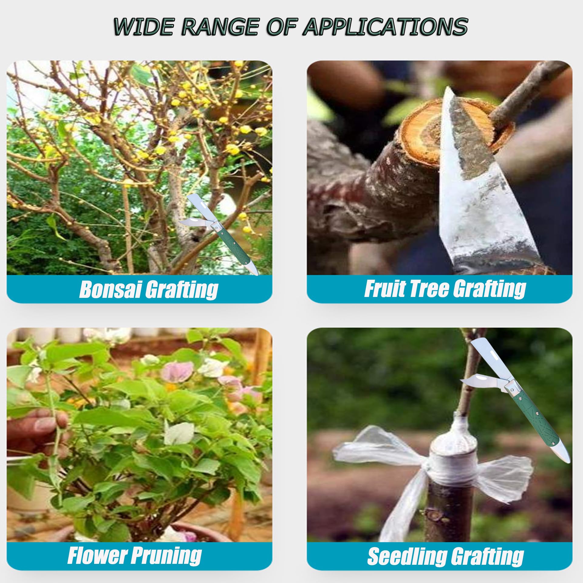 FaJoek Klappmesser Gartenmesser Edelstahl - Okuliermesser Mit Doppelklinge | Für Obstbäume & Pflanzen