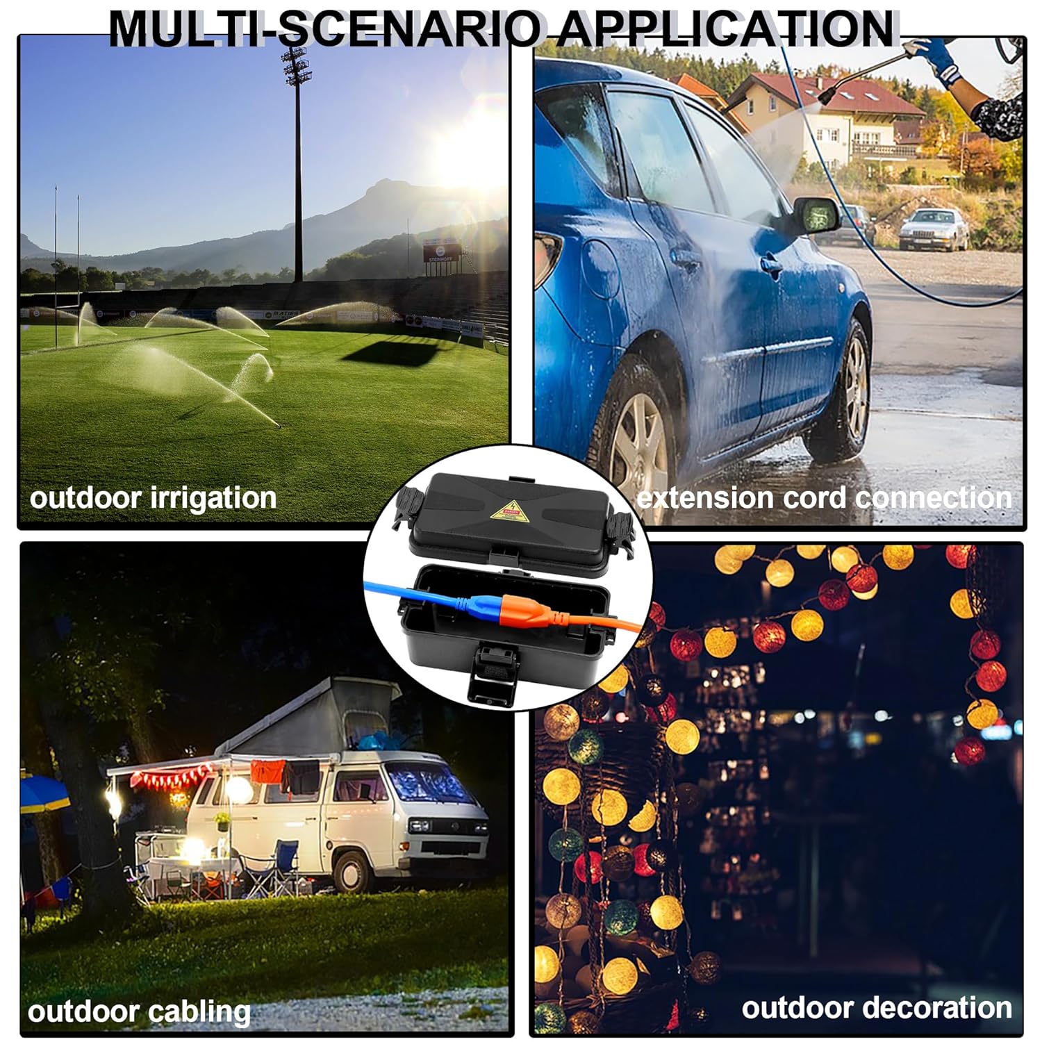 Outdoor Electrical Box Waterproof IP54 Black Outdoor Extension Cord Cover(Inner 6.5 x 3.5 x 2.2inch), Wall-Hangable Waterproof Box for Plug, Halloween, Christmas String Lights (1 PCS Black) - Image 7