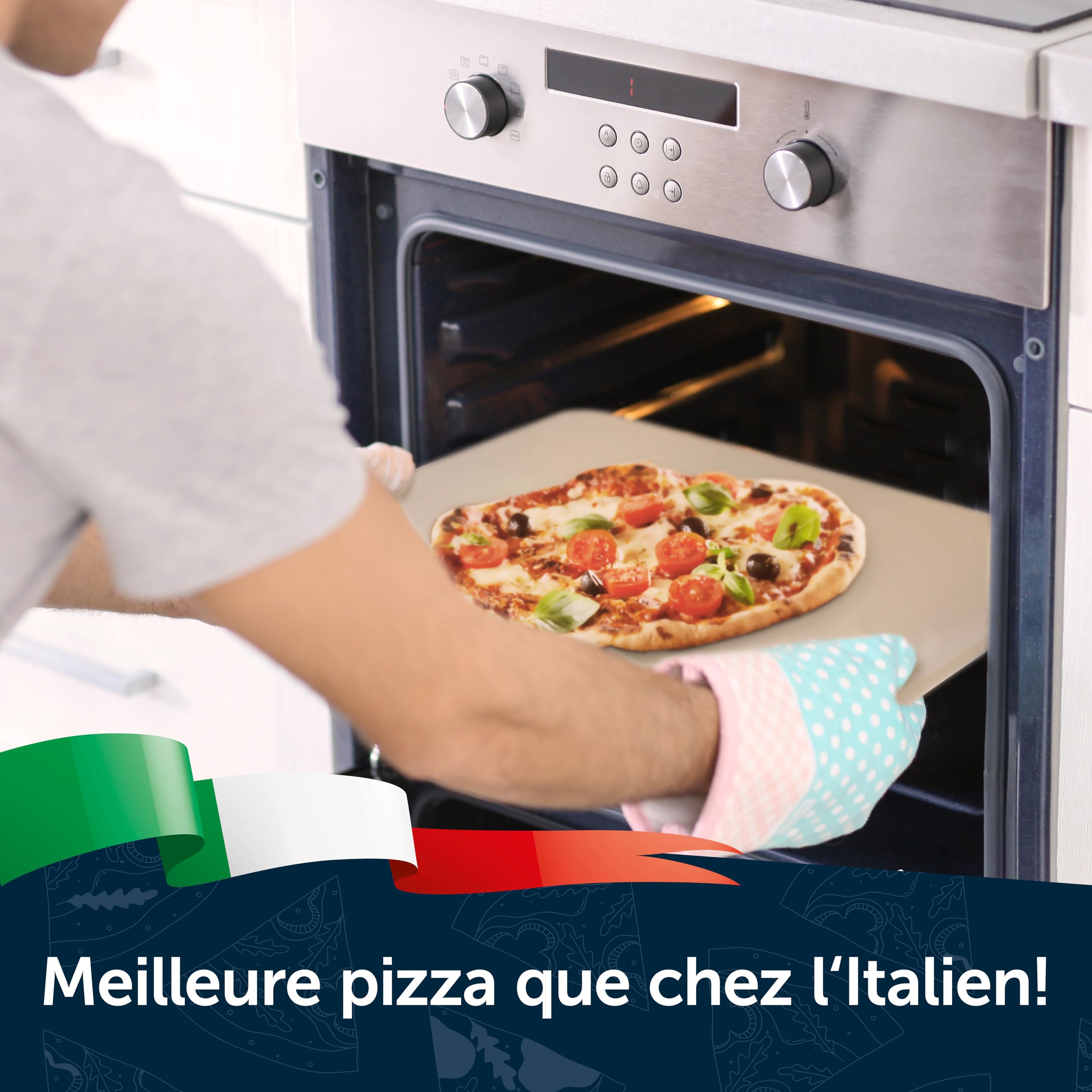 Blumtal - Pierre a pizza en cordiérite pour four et grill à gaz pour une cuisson homogène, une pâte croustillante et une pizza traditionnelle - Pelle a pizza professionelle inclus