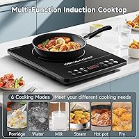 Vista 2 de Portable Induction Cooktop, Hot Plate Electric Induction Cooker with Sensor Touch, 1800 Watts, 10 Temp from 140°F to 460°F, Countertop Burner with