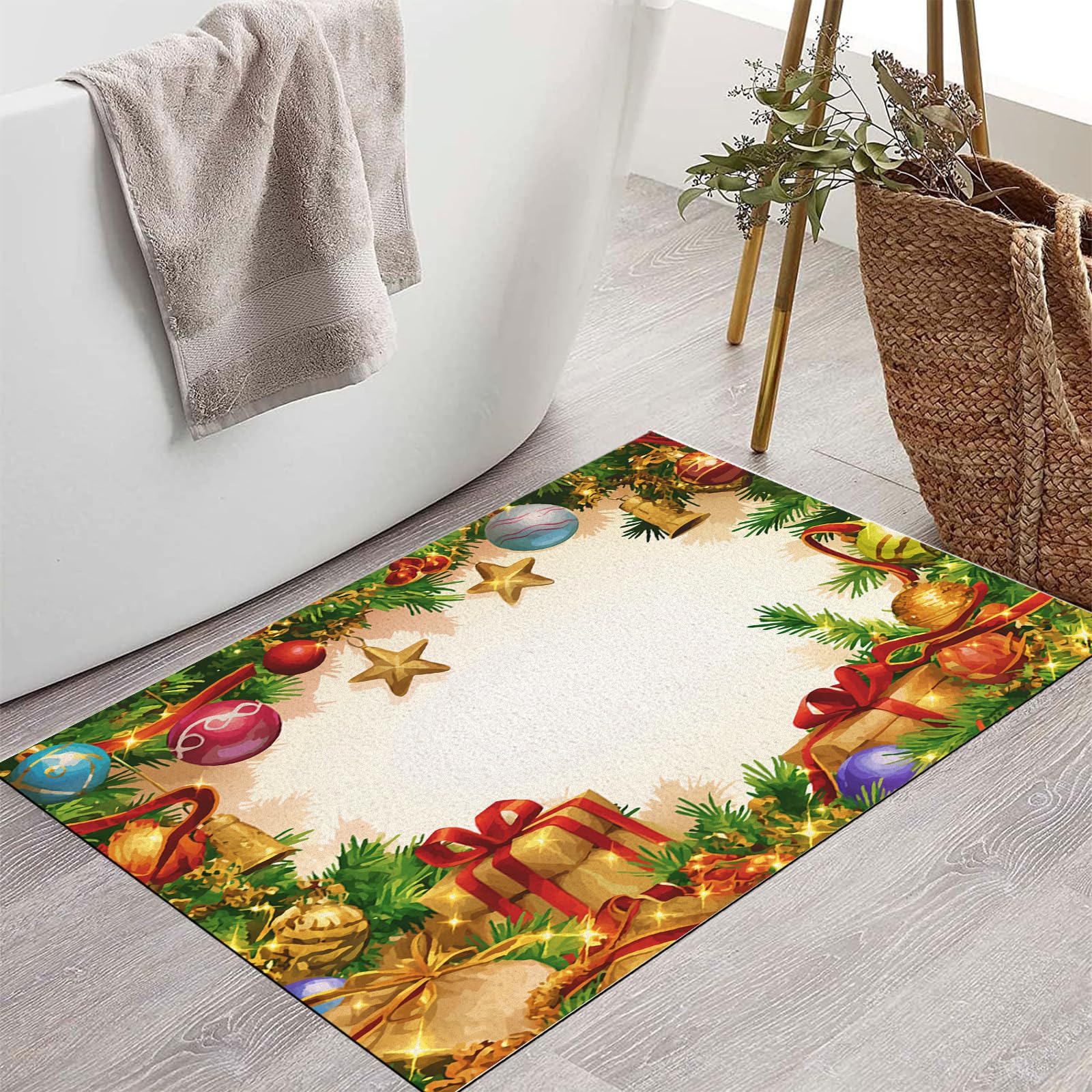 Felpudos Para Interiores: Felpudo Interior Lavable A Máquina, Felpudos Que Atrapan La Suciedad, Alfombra De Entrada Absorbente Con Adornos Navideños, Felpudo Antideslizante Para Puerta Delantera Y