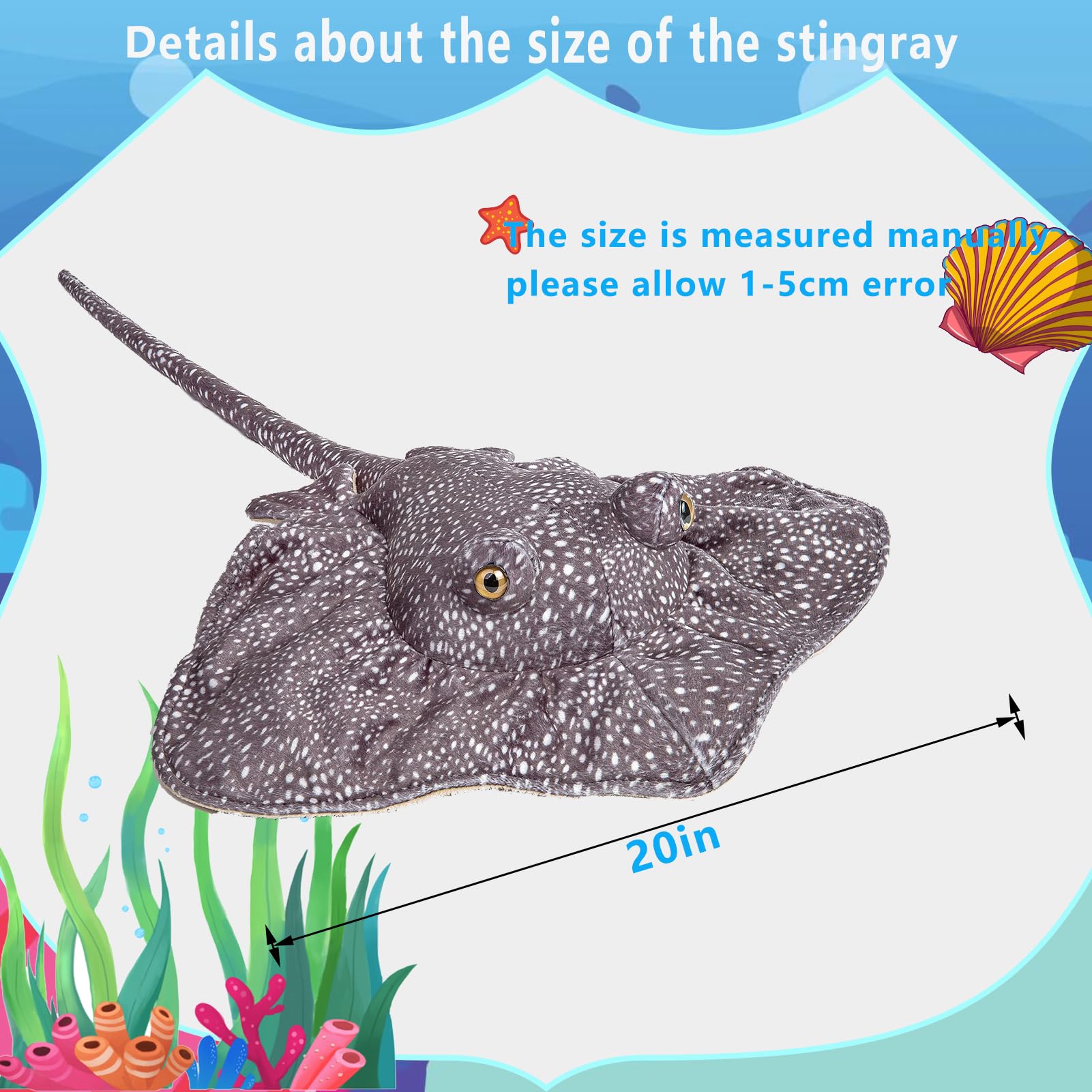 Capybaraflying Simulation Ray Plush Toy, Cambrian Ancient Creatures Lifelike Leopard Stingray - Image 3