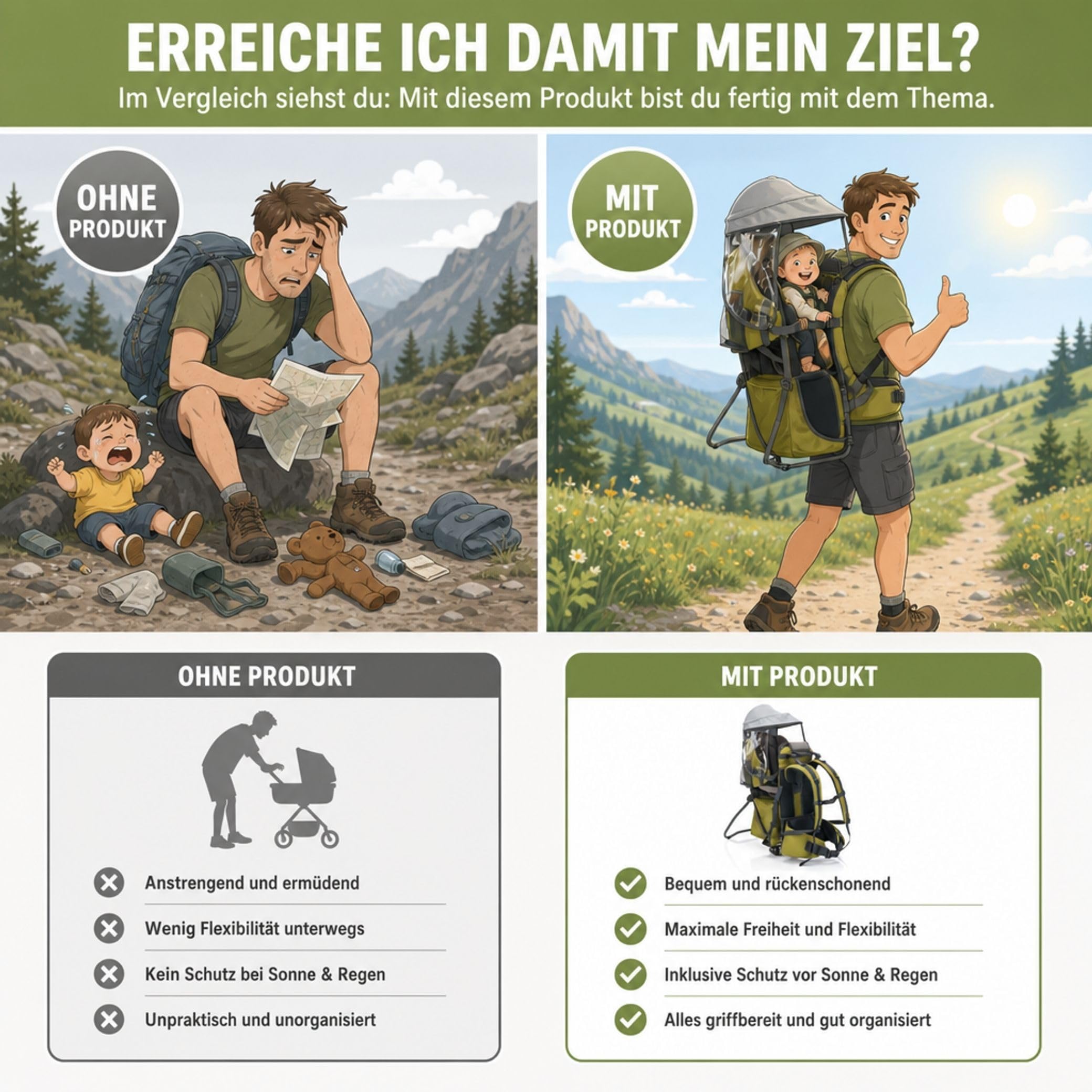 Fillikid Explorer Elite Exklusiv Kindertrage für Wandern & Reise Babytragerucksack mit Sonnenschutz bis 20 kg
