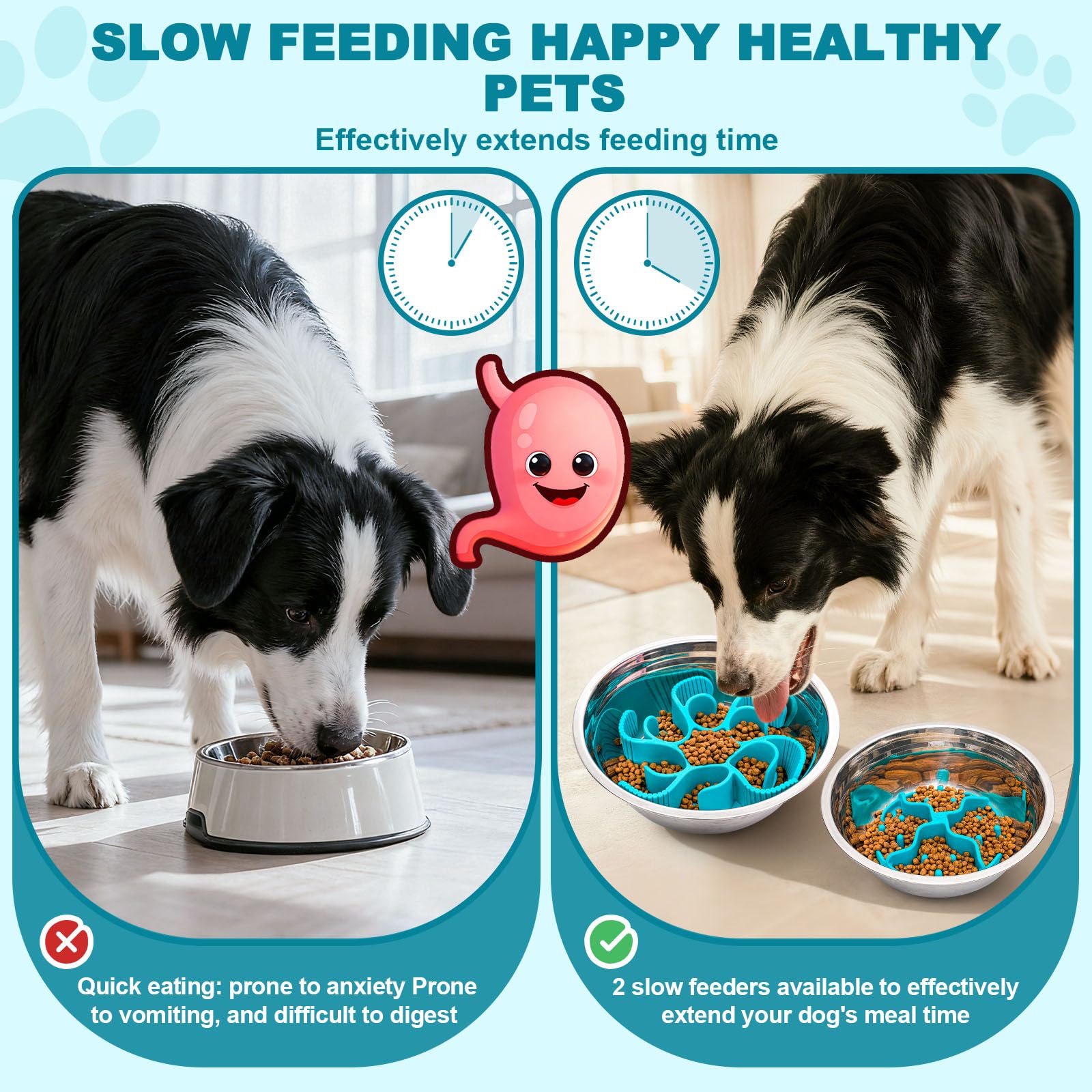 Slow Feeder Insert for Dog Bowl - 2PCS Anti-Bloat Silicone Mat with Super Suction, Slow Feeder Dog Bowls for Puppy Large Breed Dogs - image 2