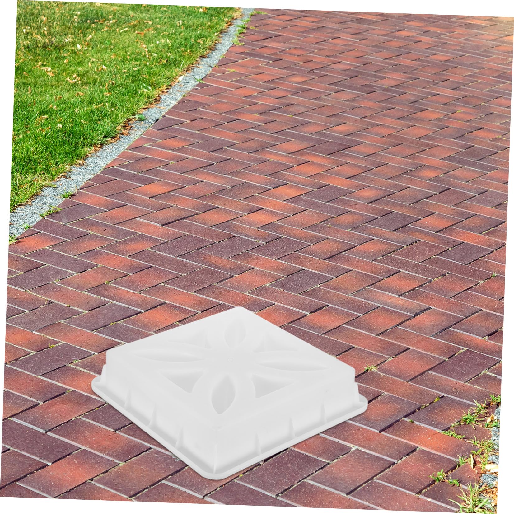 Sewroro Molde para Ladrillos Huecos de Hormigón, Molde de Ladrillo de Hormigón, Plástico Blanco, 35x35x7,5cm, Reutilizable, para Jardinería y Paisajismo Exterior