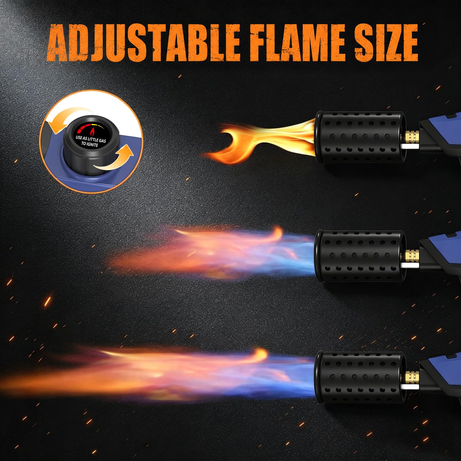 ARTFLAMM Potente soplete de propano, soplete de cocina con llama ajustable, antorcha de cocina desmontable para filetes, camping, barbacoa, soldadura (tanque no incluido)