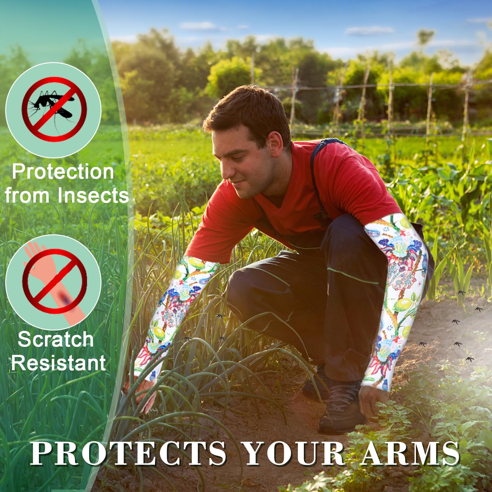 4 pares de mangas de jardinería antideslizantes con agujero para el pulgar, mangas de enfriamiento para mujeres y hombres al aire libre, mixcolor-a, talla única