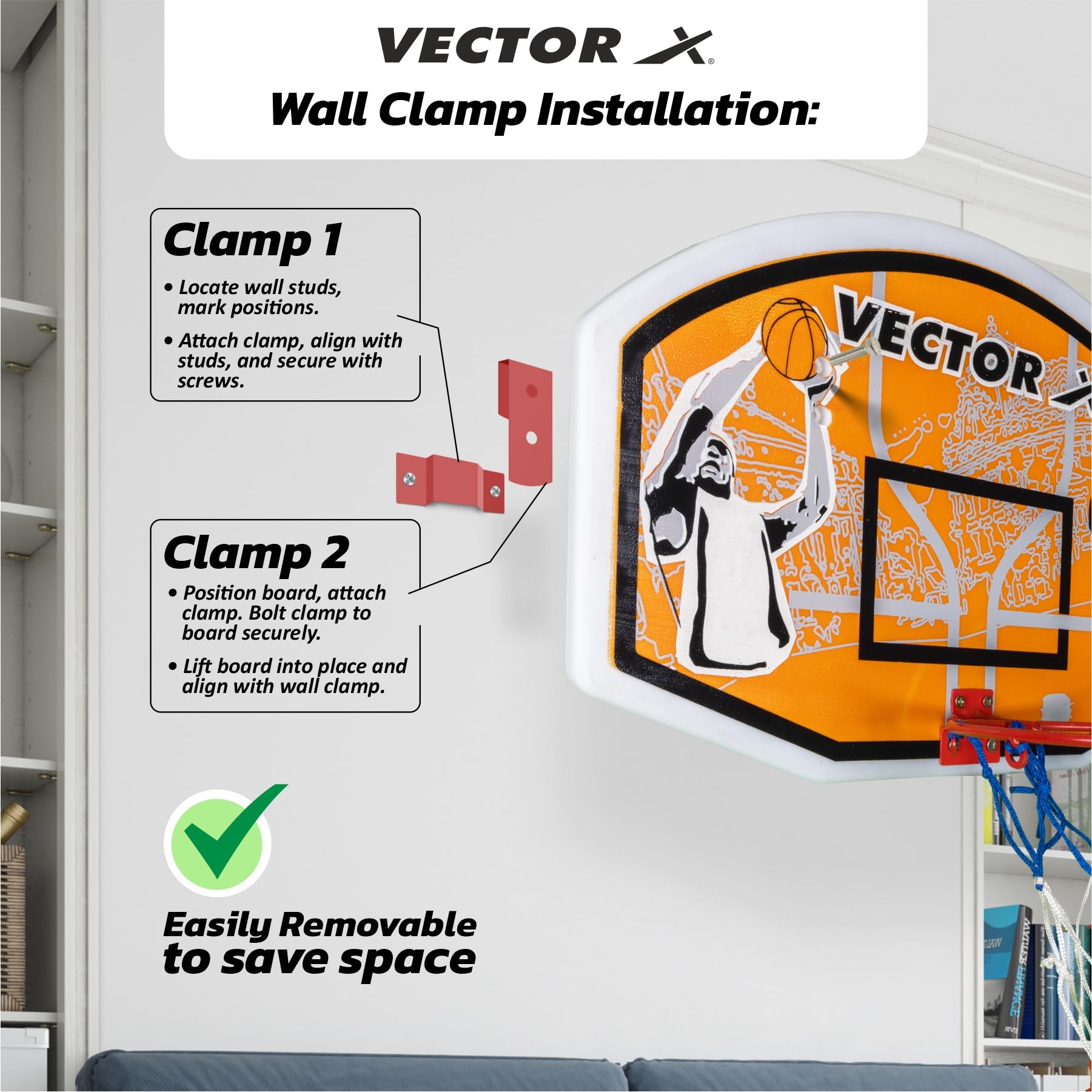 Vector X Basketball Board and Ring (Orange) 4