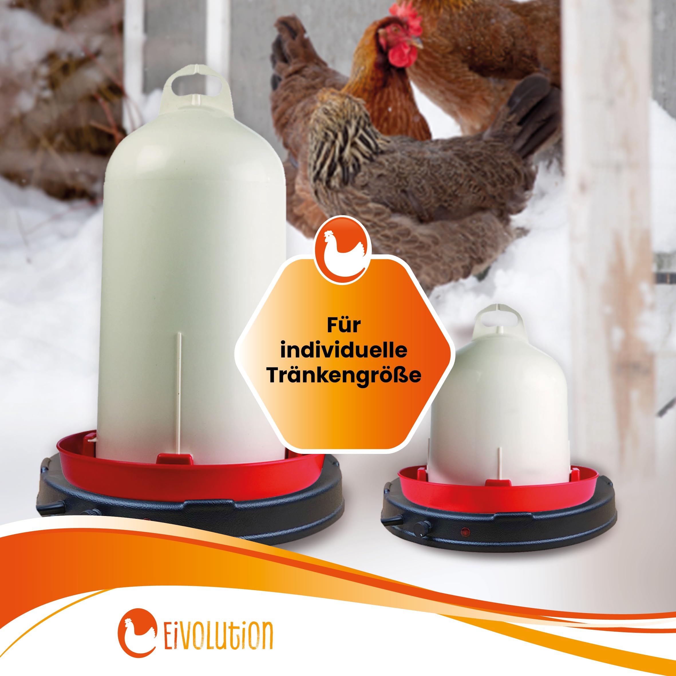 Tränkenwärmer mit Thermostat - Ø 27 cm - Stromsparende Heizplatte für Hühner,- und Wachteltränken - Exakte Temperaturregelung - Anti-Rutsch Leisten