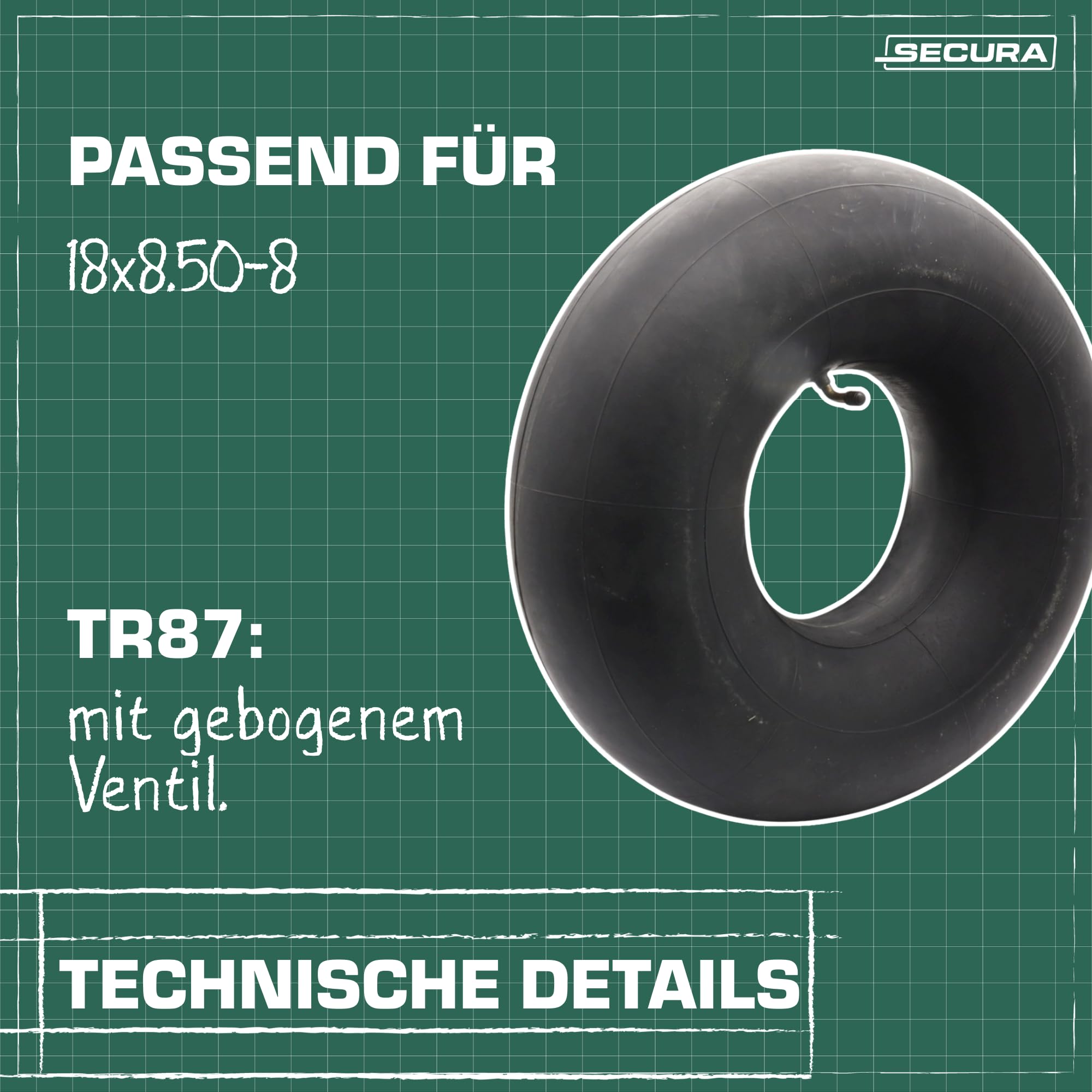 SECURA 2x pneus avec chambre à air 18x8.50-8 compatibles avec divers tondeuses à gazon autoportées
