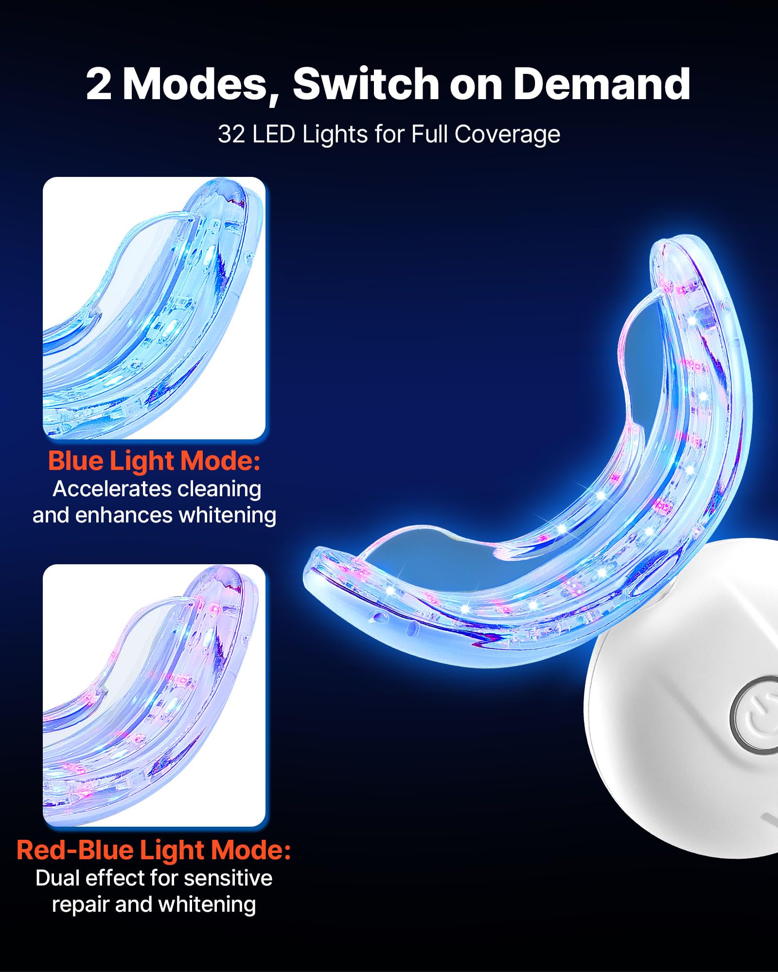 VEVOR Kit de Blanqueamiento Dental, con 32 Luces LED Aceleradoras, Jeringa de Gel, Gel Desensibilizante y Bandeja en Forma de U, Blanqueador Dental Portátil Para Eliminar las Manchas Difíciles