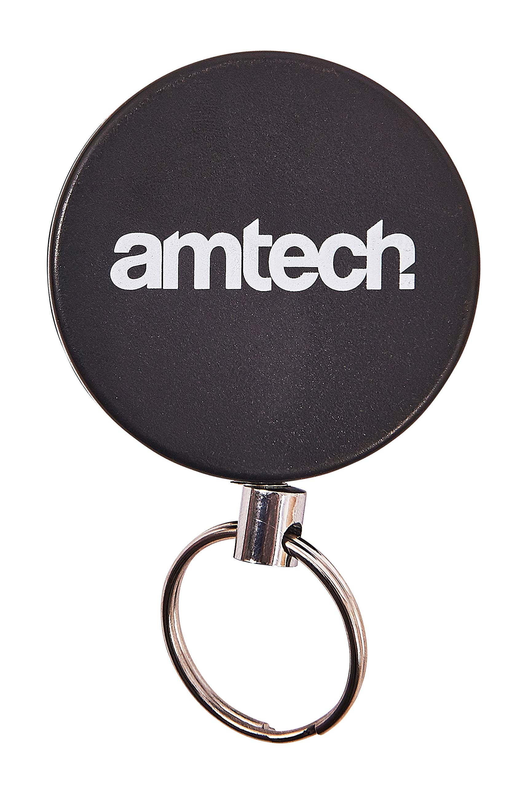 Am-Tech Retractable Key Ring with Belt Clip - Black