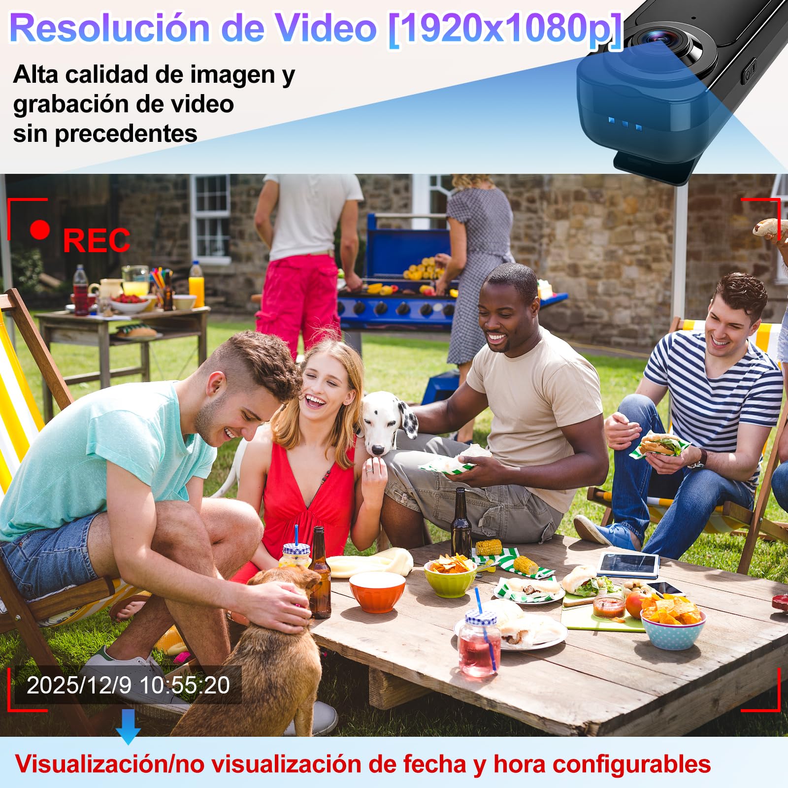 TANGMI Mini Camara Espia Oculta, 7 Horas de Uso con Manos Libres Camara Espia Invisible, Visión Nocturna & 1080P HD Gran Angular 140° Body CAM Policial para Grabación de Video y Toma de Fotos