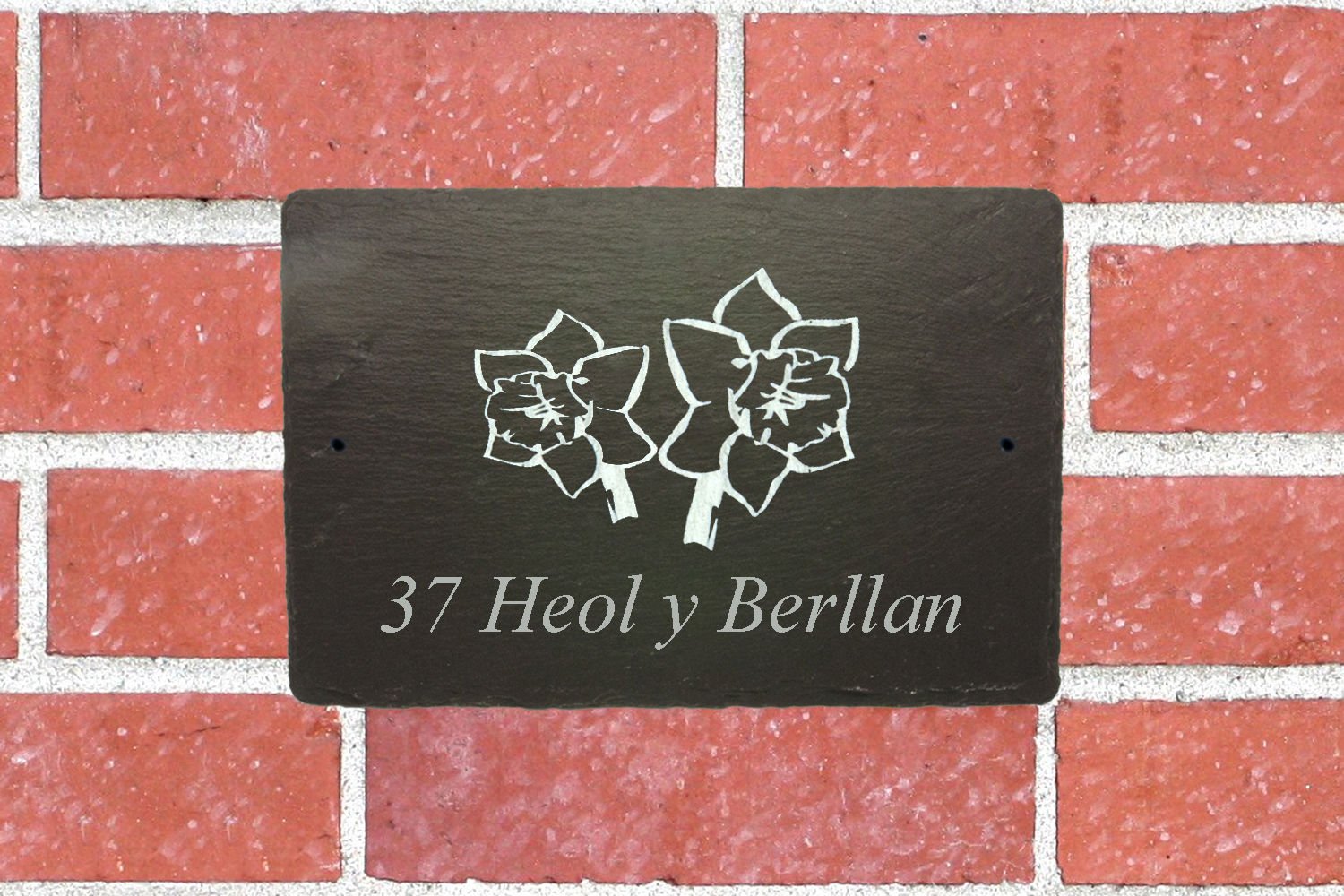 County Engraving Personalised Rectangular Slate Outdoor House Home Sign Plaque Laser Engraved - Enter Your Own Custom Text (Daffodil)